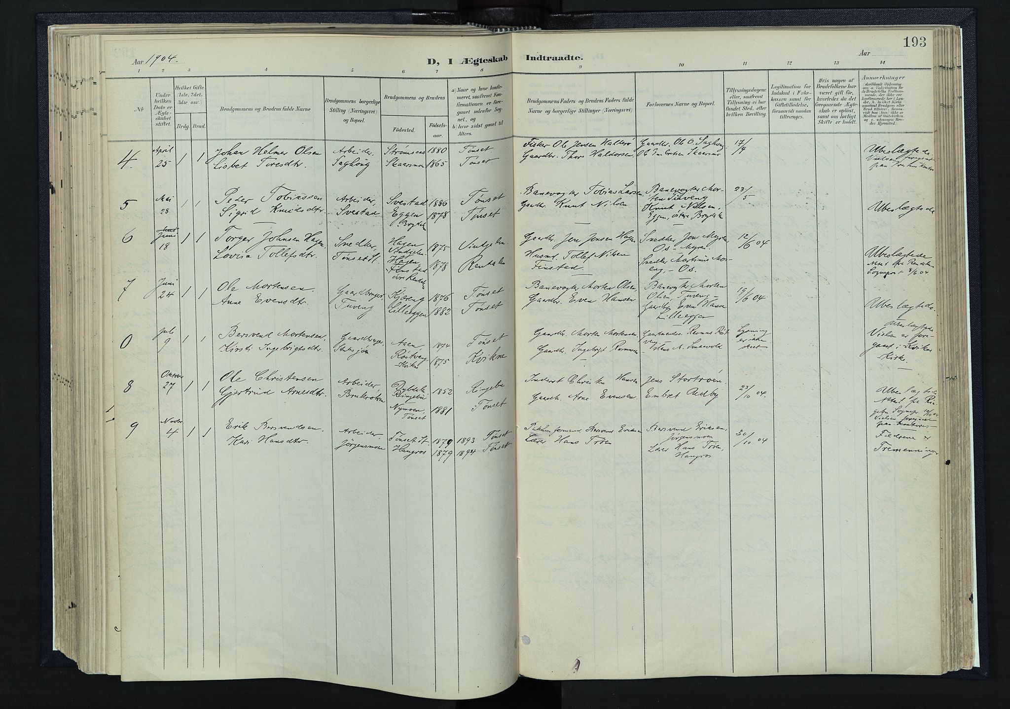 Tynset prestekontor, AV/SAH-PREST-058/H/Ha/Haa/L0025: Parish register (official) no. 25, 1900-1914, p. 193