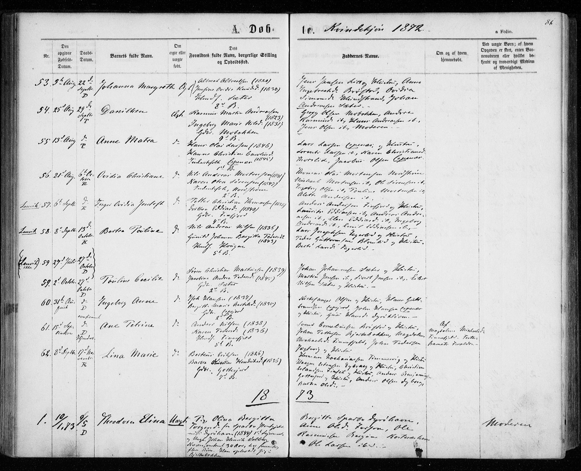 Tranøy sokneprestkontor, AV/SATØ-S-1313/I/Ia/Iaa/L0008kirke: Parish register (official) no. 8, 1867-1877, p. 86