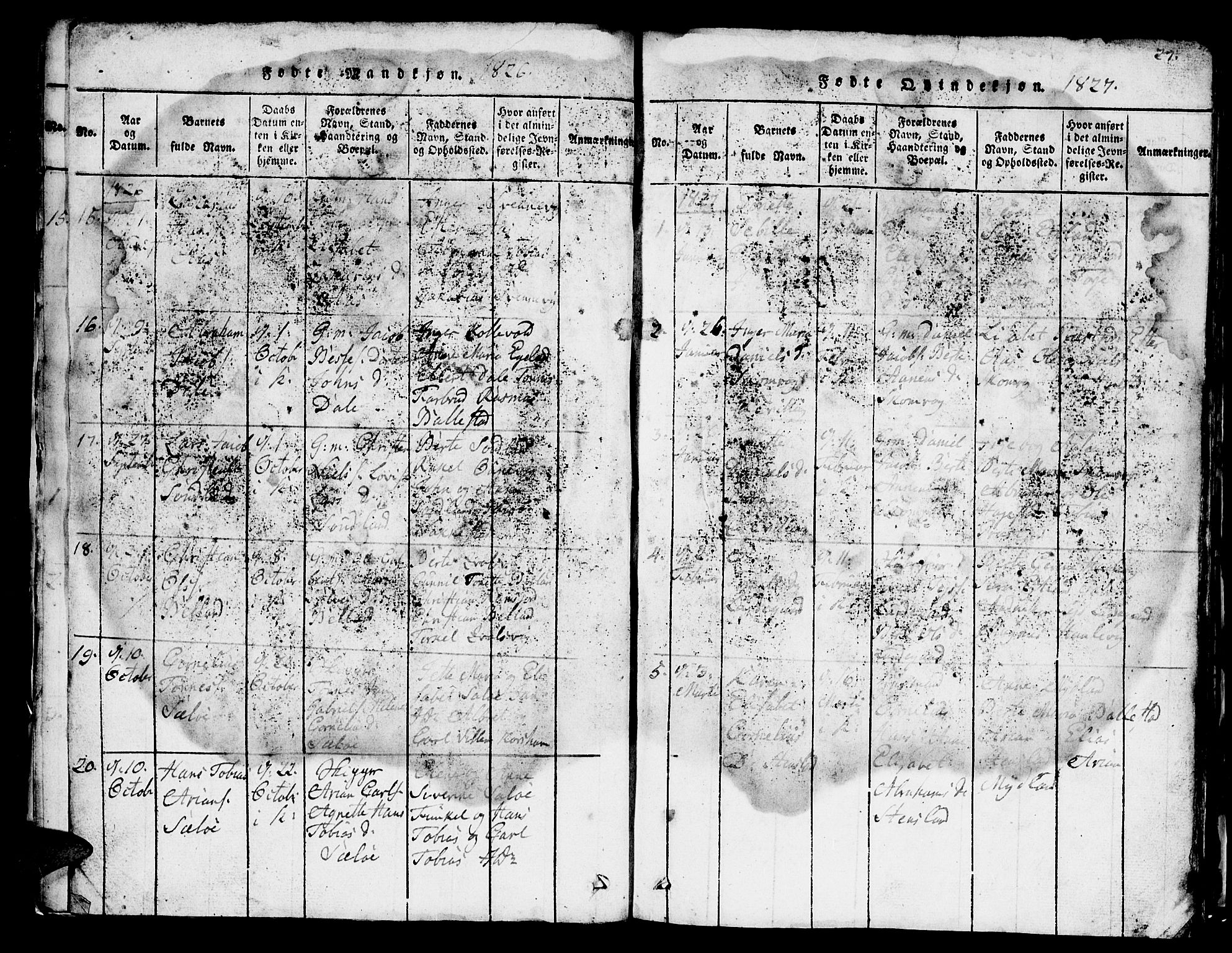 Lyngdal sokneprestkontor, SAK/1111-0029/F/Fb/Fba/L0001: Parish register (copy) no. B 1, 1816-1876, p. 27