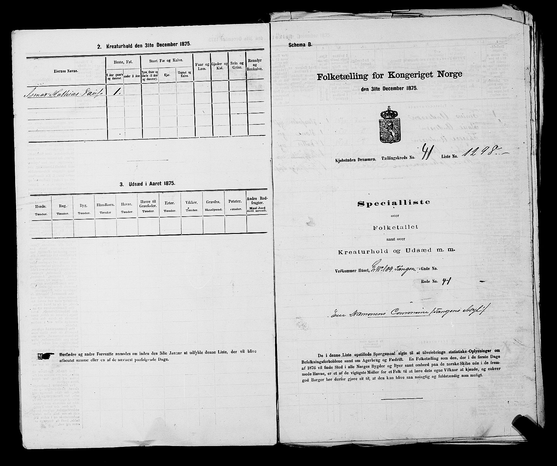 SAKO, 1875 census for 0602 Drammen, 1875, p. 3536