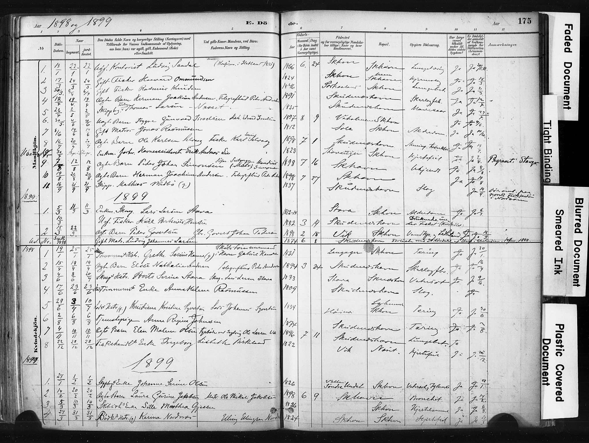 Skudenes sokneprestkontor, AV/SAST-A -101849/H/Ha/Haa/L0008: Parish register (official) no. A 5, 1882-1912, p. 175