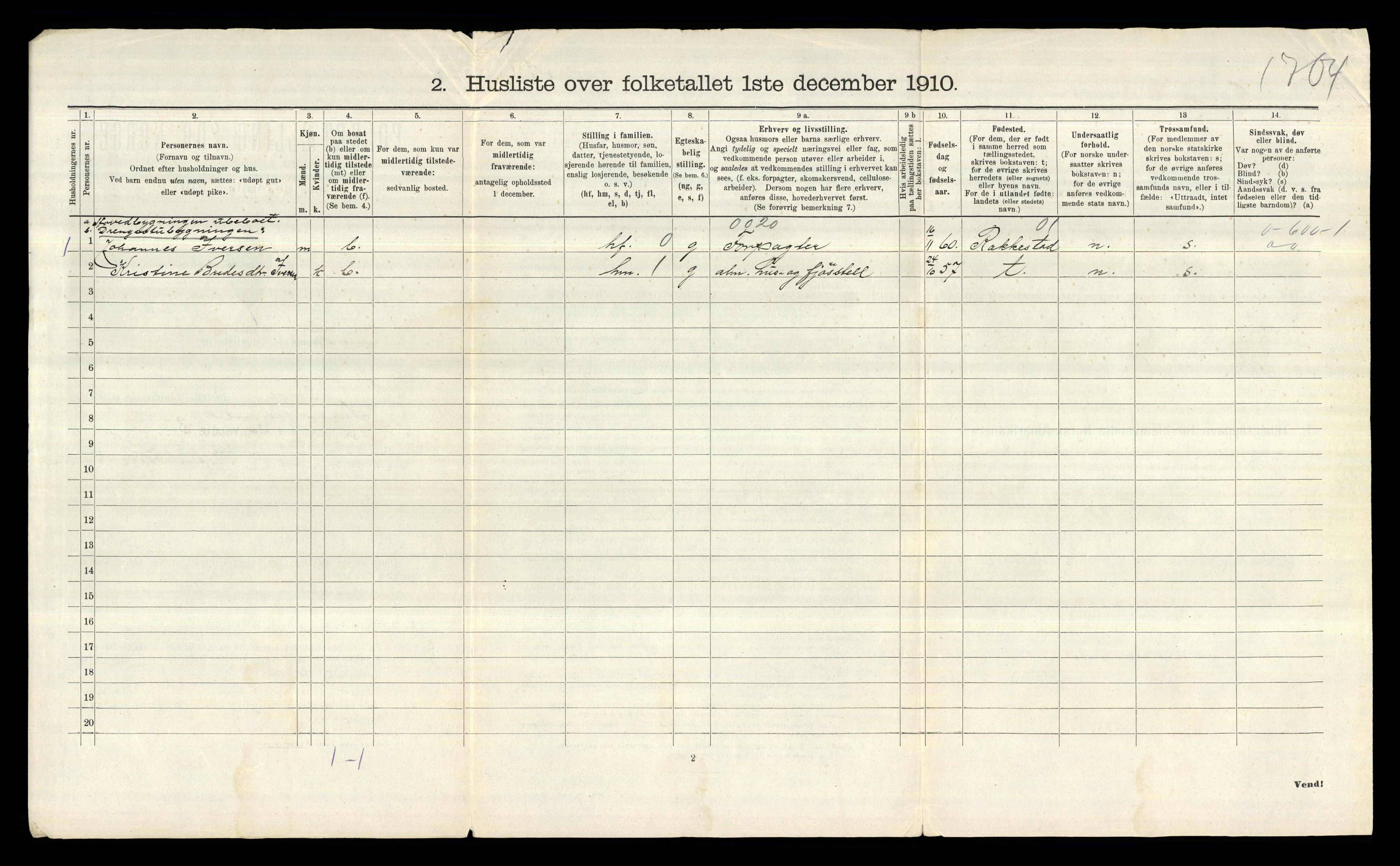 RA, 1910 census for Borge, 1910, p. 1205