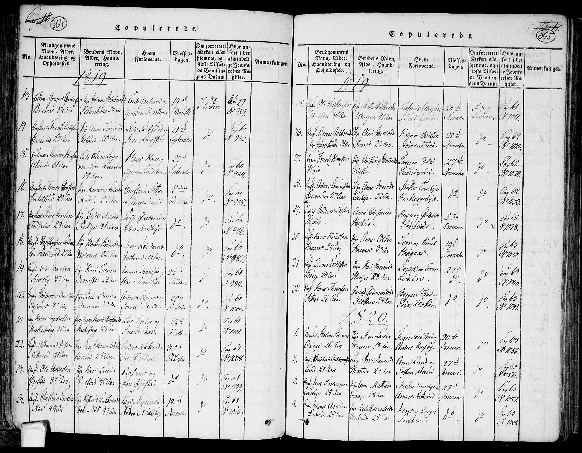 Trøgstad prestekontor Kirkebøker, SAO/A-10925/F/Fa/L0006: Parish register (official) no. I 6, 1815-1844, p. 364-365