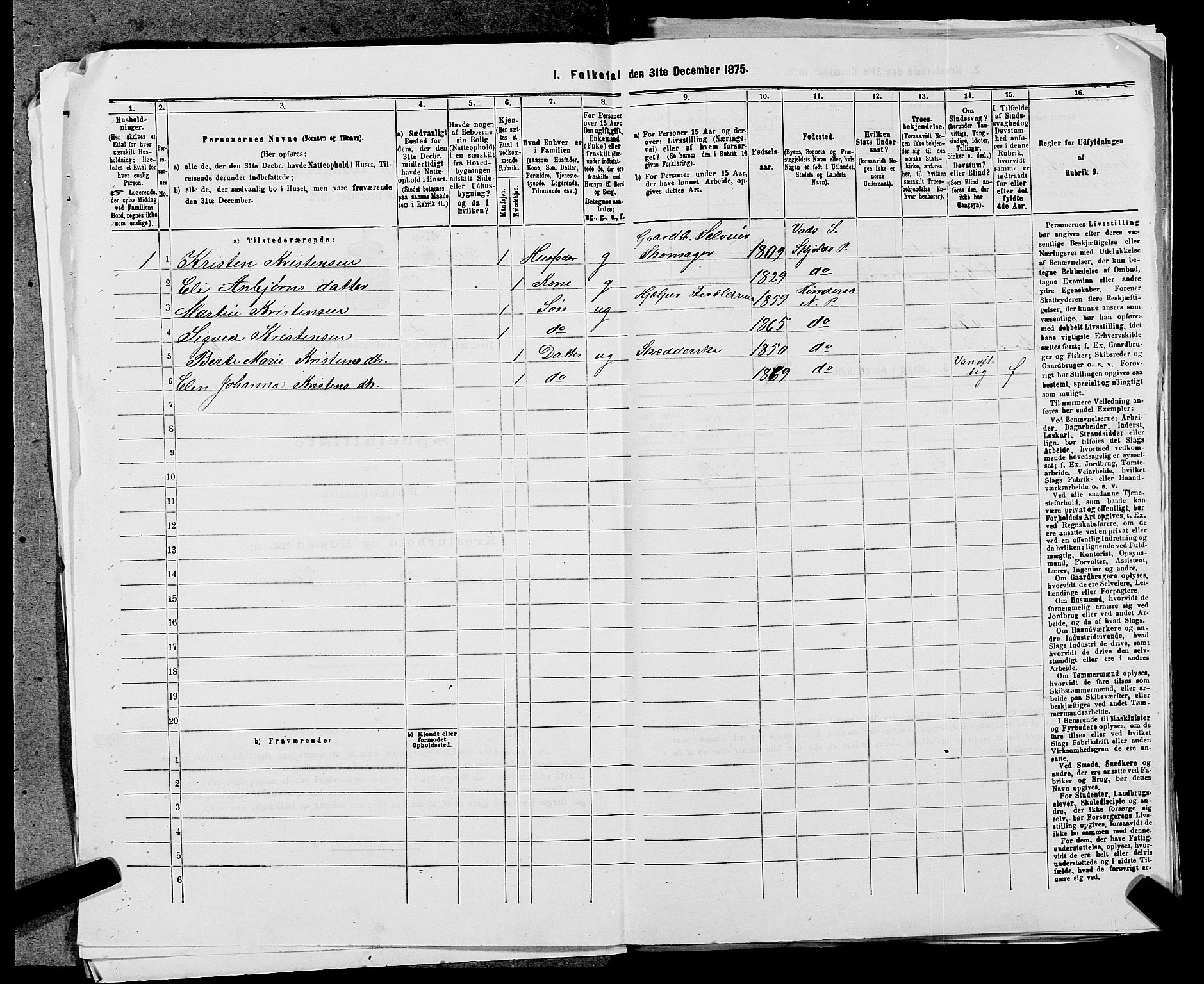 SAST, 1875 census for 1139P Nedstrand, 1875, p. 490