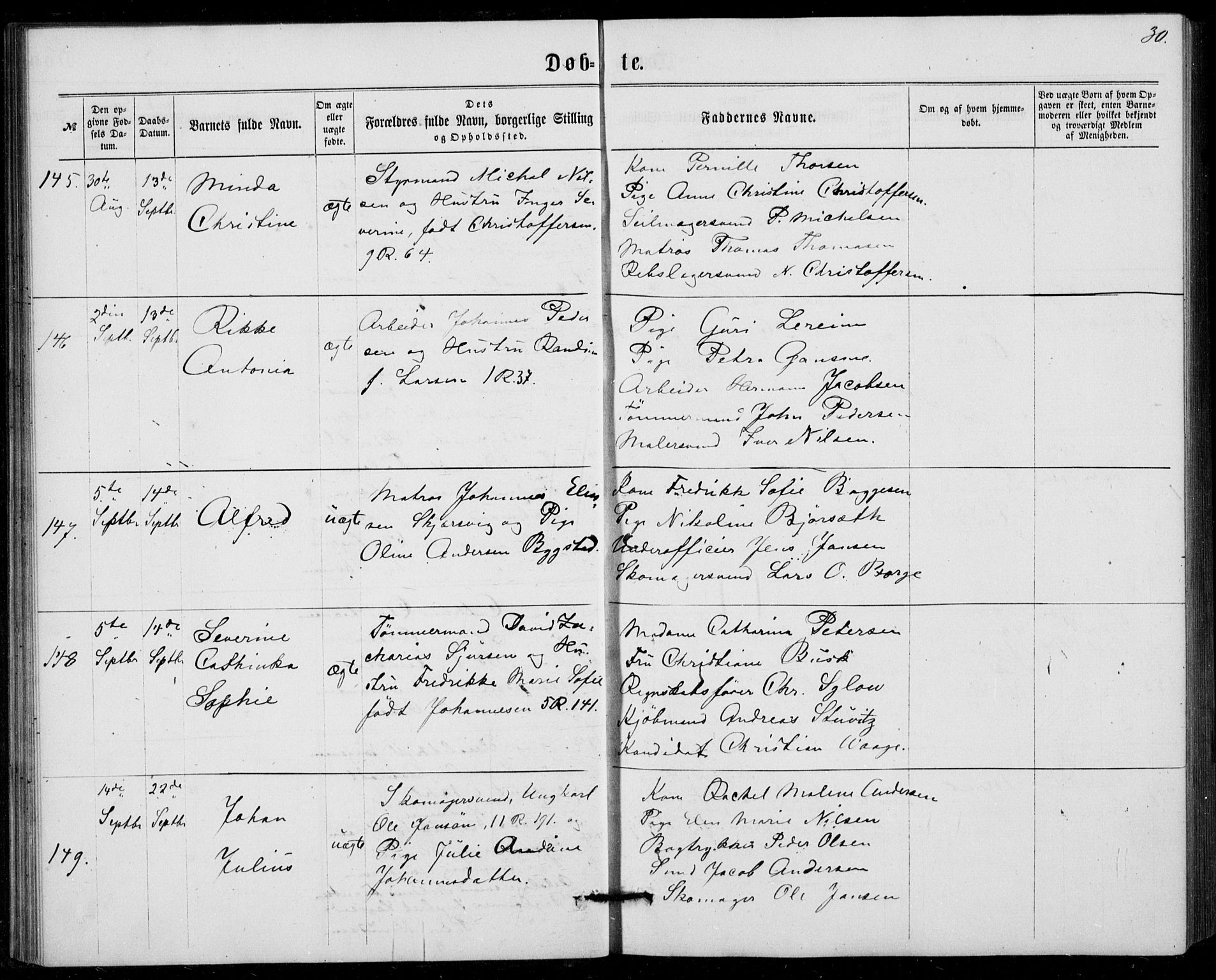 Fødselsstiftelsens sokneprestembete, ført av overlegen*, SAB/-: Parish register (official) no. A 1, 1863-1883, p. 30