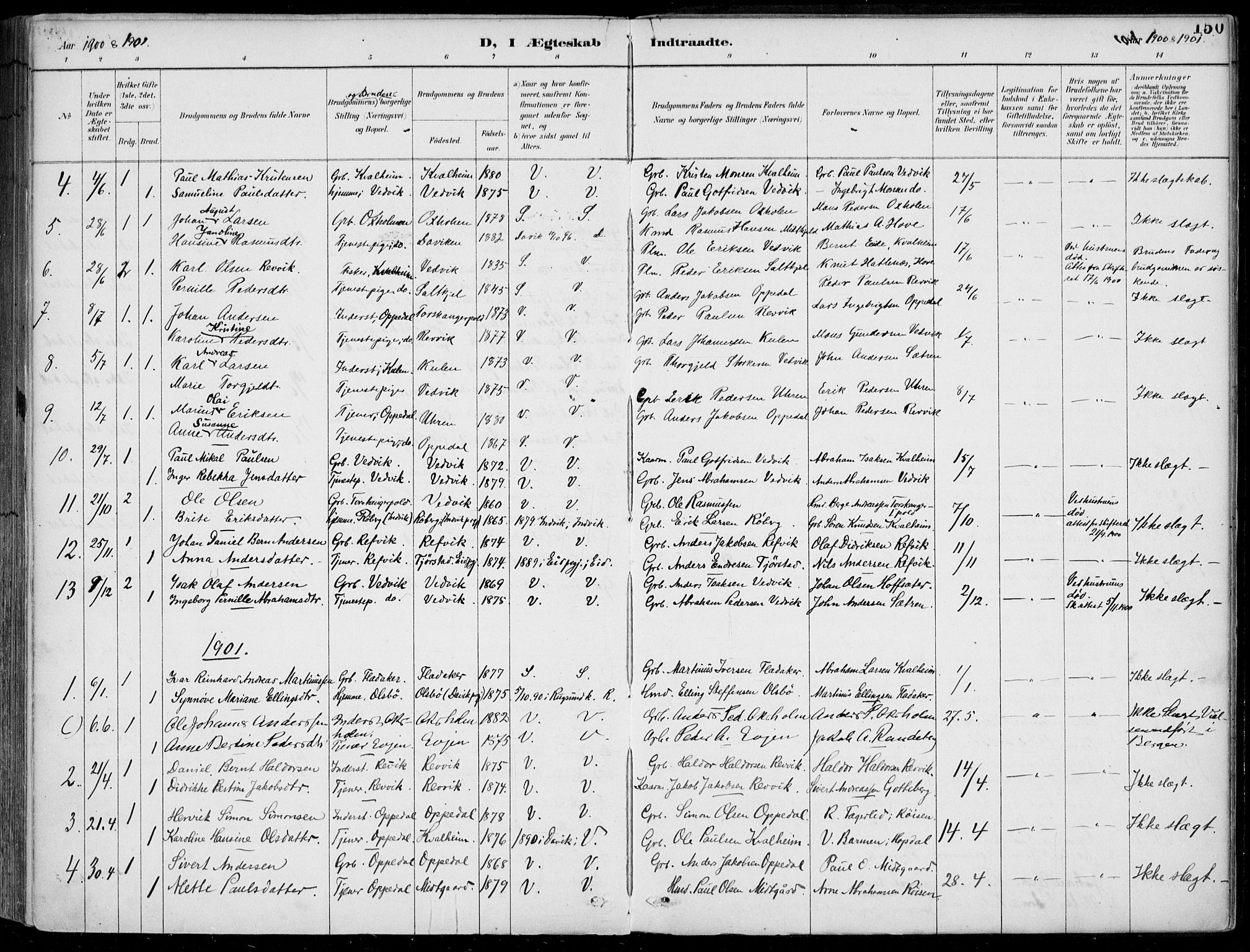 Selje sokneprestembete, SAB/A-99938/H/Ha/Haa/Haac/L0002: Parish register (official) no. C  2, 1889-1904, p. 150