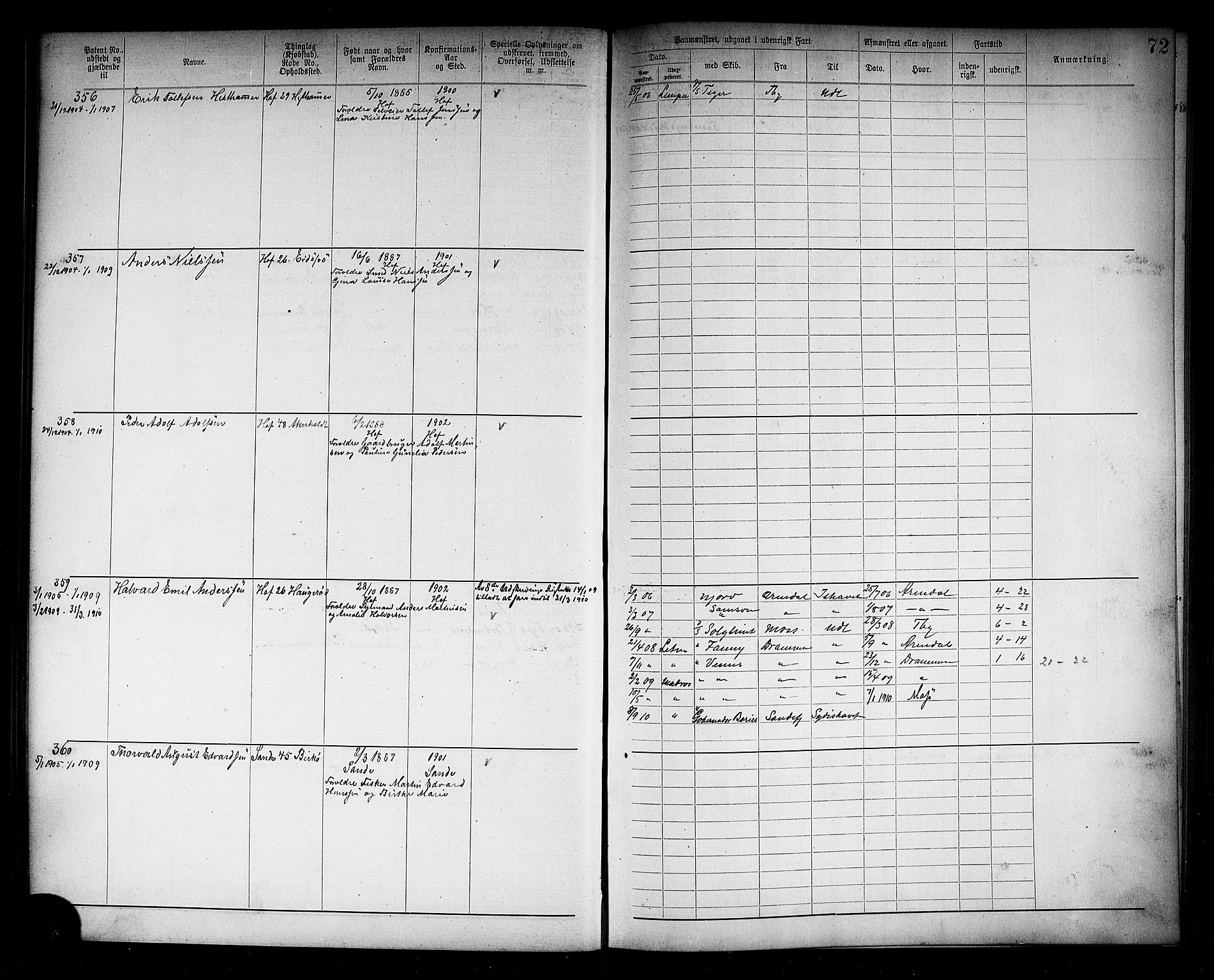 Holmestrand innrulleringskontor, AV/SAKO-A-1151/F/Fb/L0002: Annotasjonsrulle, 1894-1911, p. 75