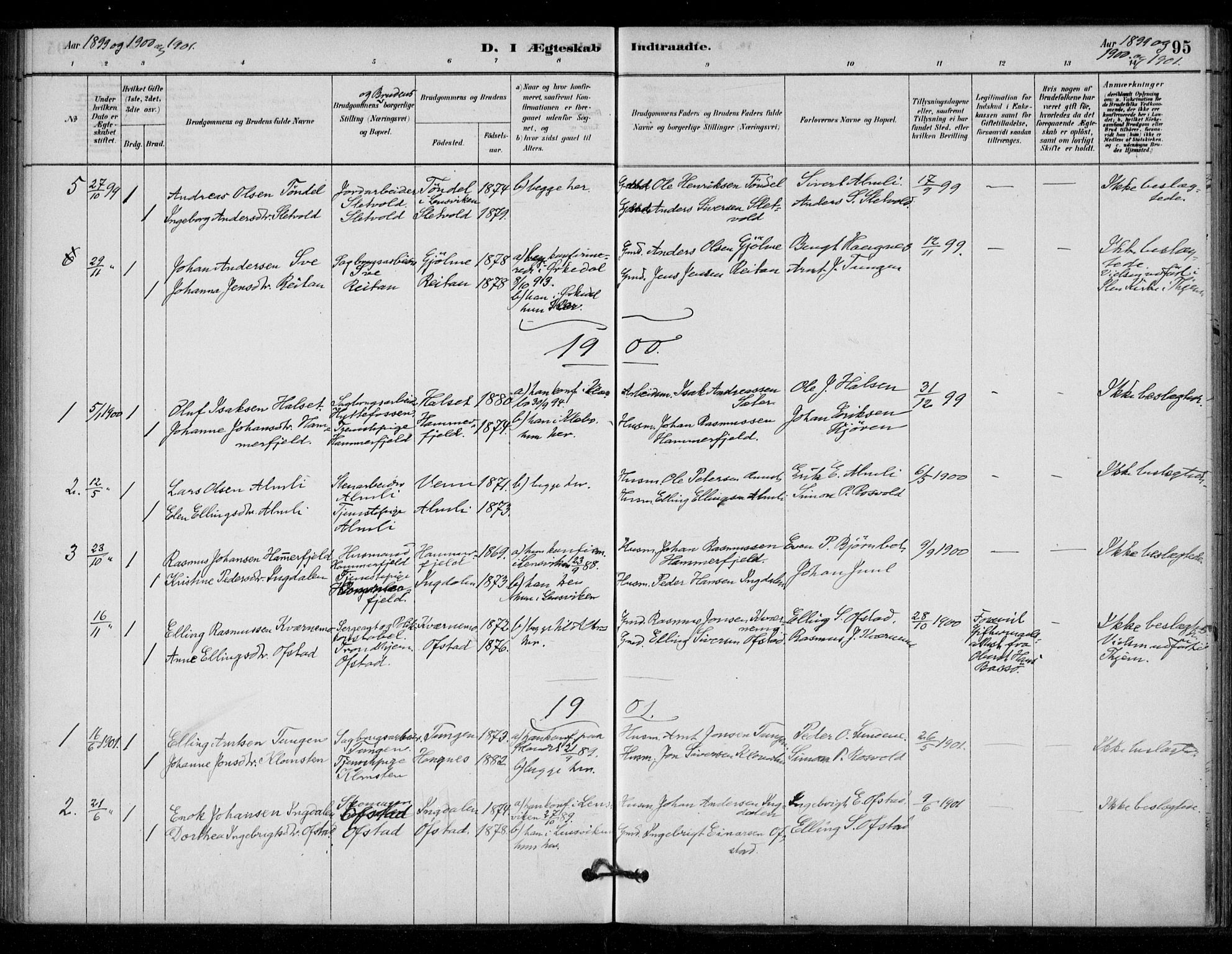 Ministerialprotokoller, klokkerbøker og fødselsregistre - Sør-Trøndelag, AV/SAT-A-1456/670/L0836: Parish register (official) no. 670A01, 1879-1904, p. 95