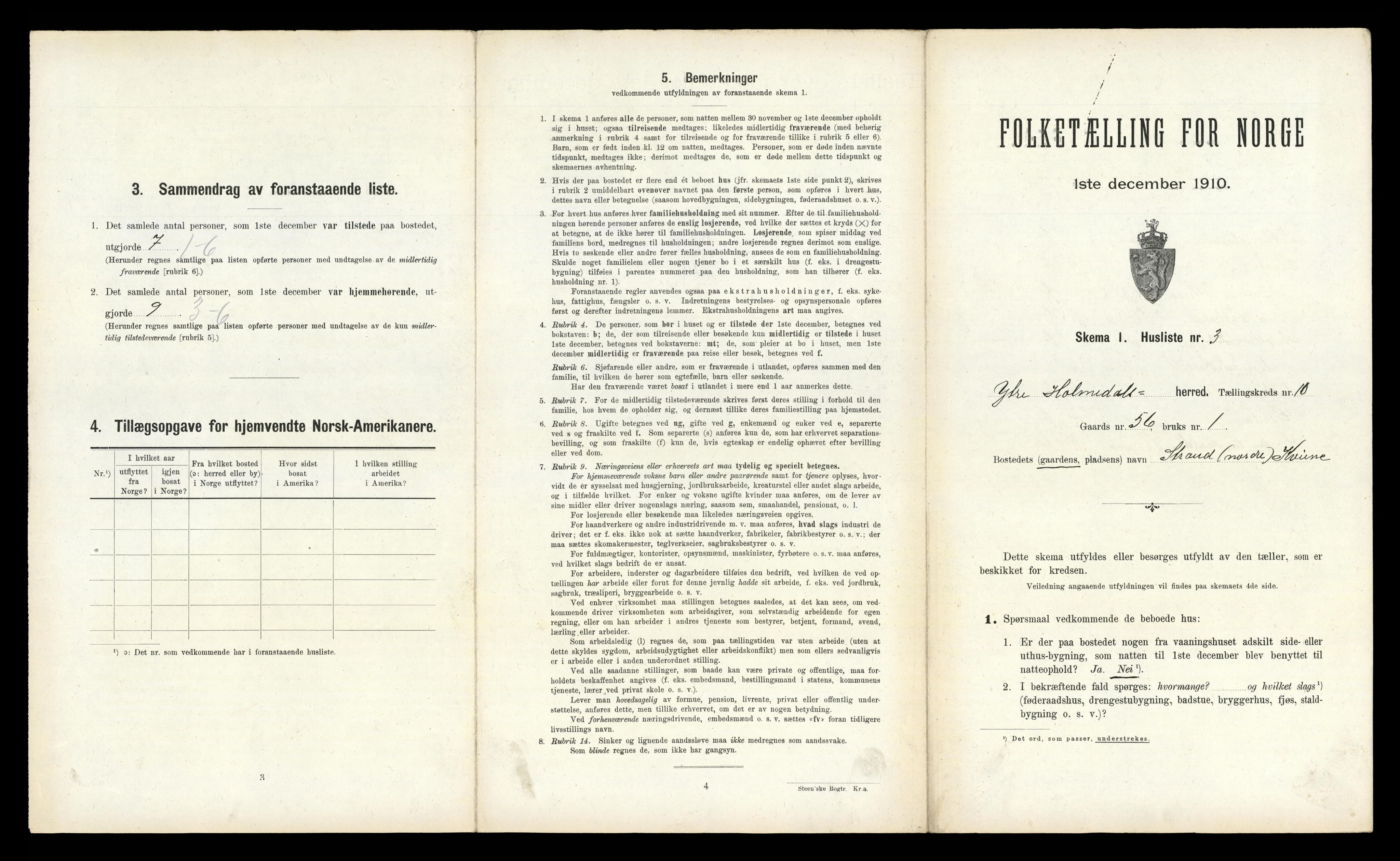 RA, 1910 census for Ytre Holmedal, 1910, p. 686