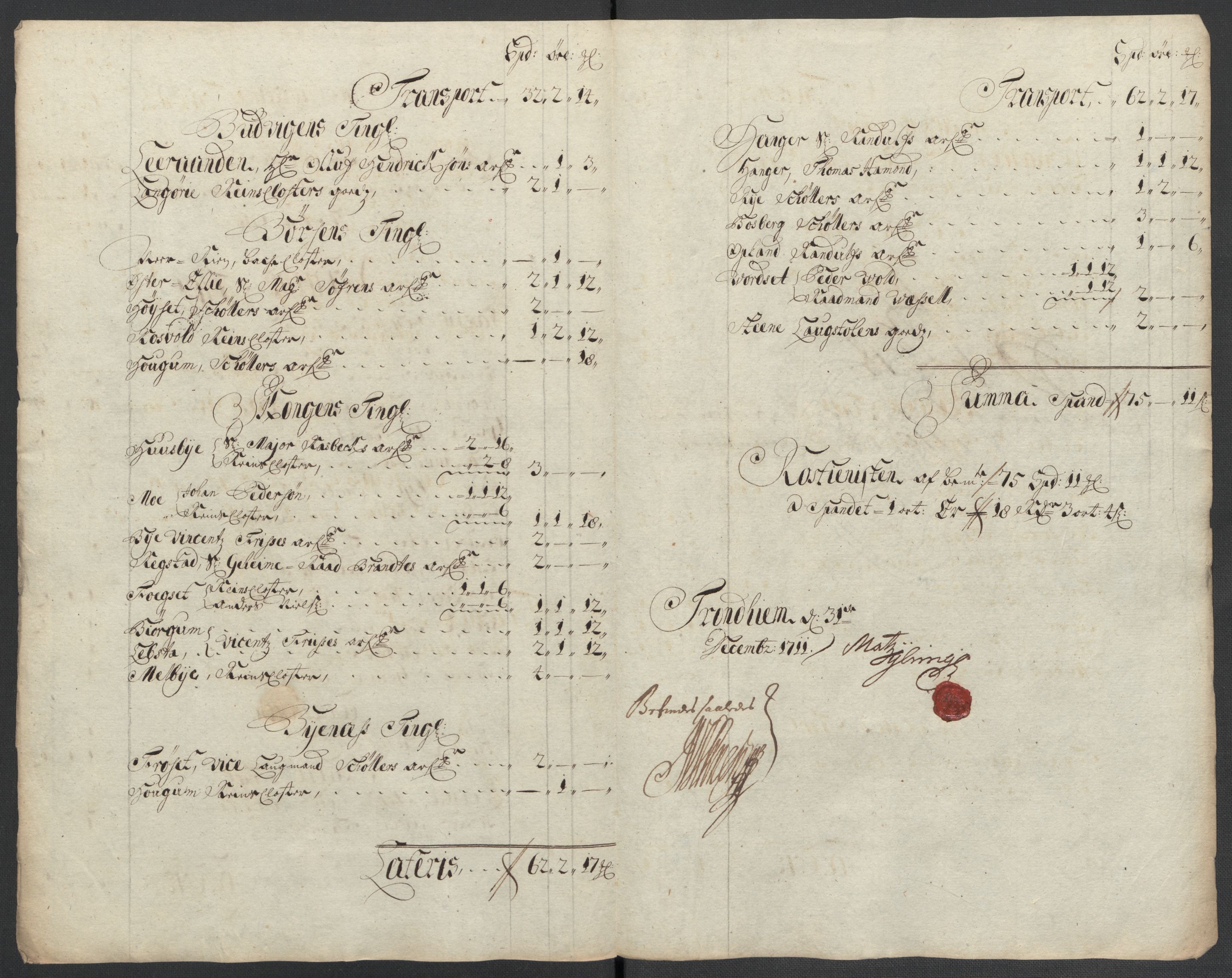 Rentekammeret inntil 1814, Reviderte regnskaper, Fogderegnskap, RA/EA-4092/R61/L4111: Fogderegnskap Strinda og Selbu, 1709-1710, p. 465