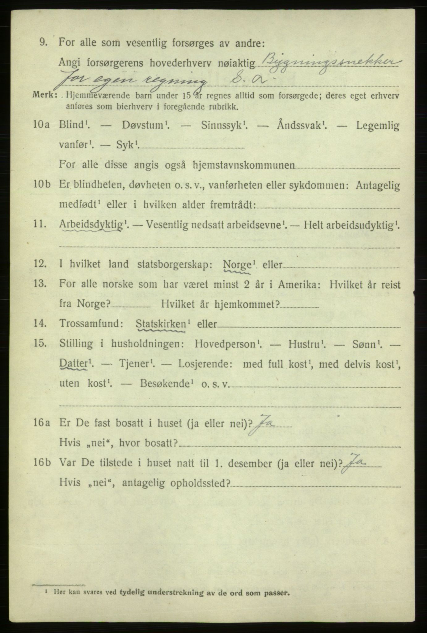 SAB, 1920 census for Ølen, 1920, p. 3402