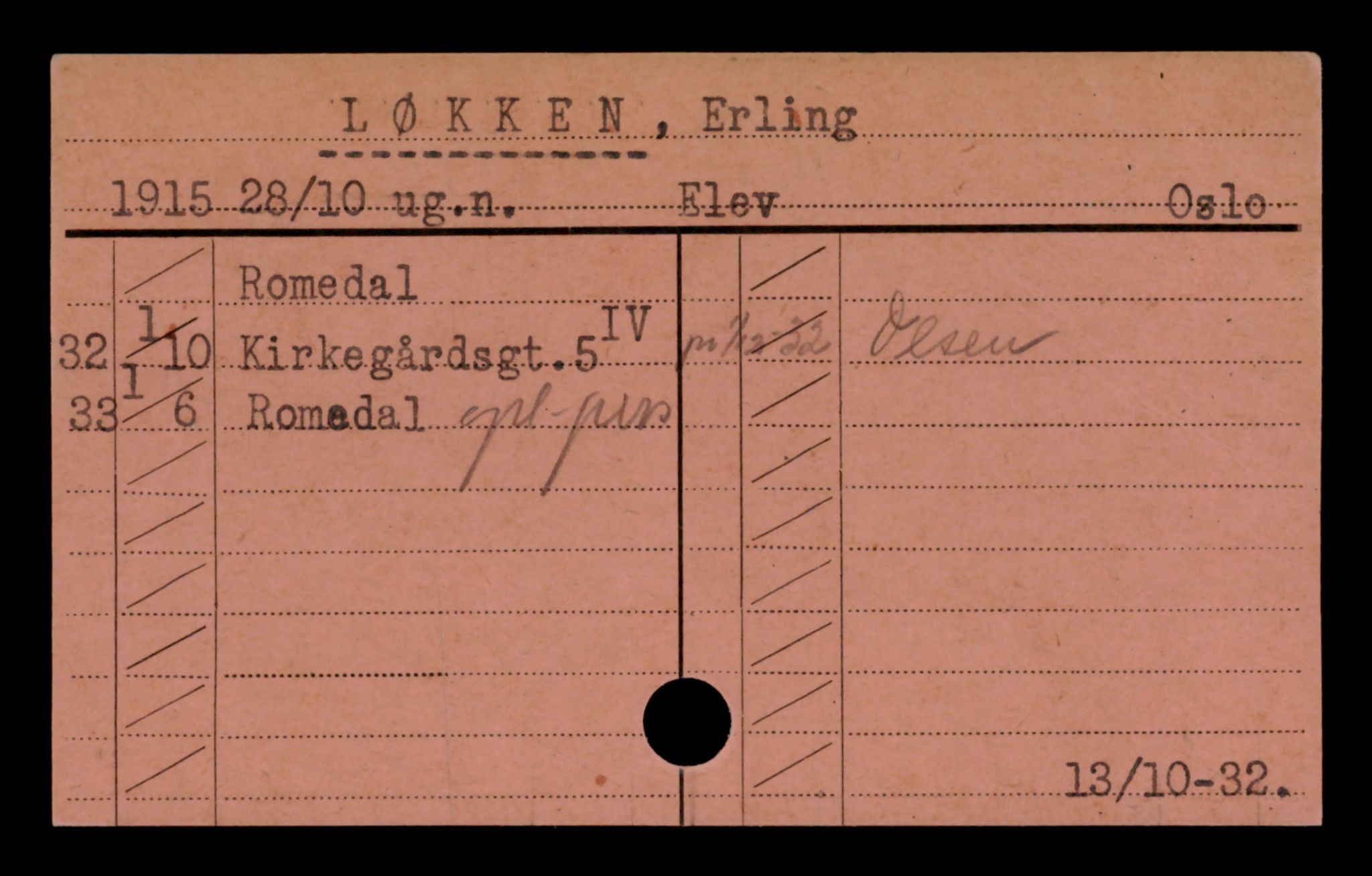 Oslo folkeregister, Registerkort, SAO/A-11715/D/Da/L0060: Menn: Løkken Erling - Malmstrøm Gunnar, 1906-1919