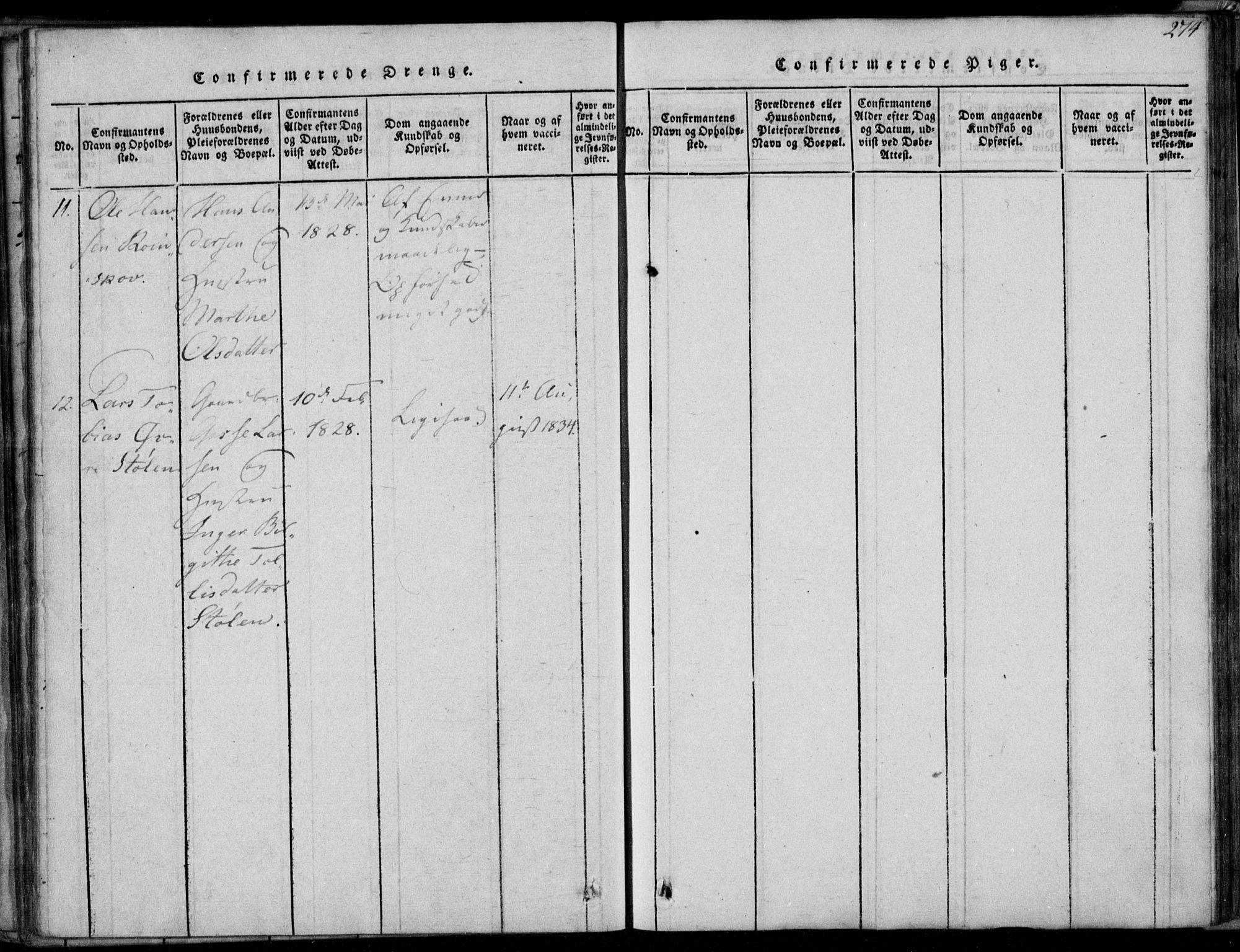 Herad sokneprestkontor, AV/SAK-1111-0018/F/Fa/Faa/L0003: Parish register (official) no. A 3, 1816-1844, p. 274
