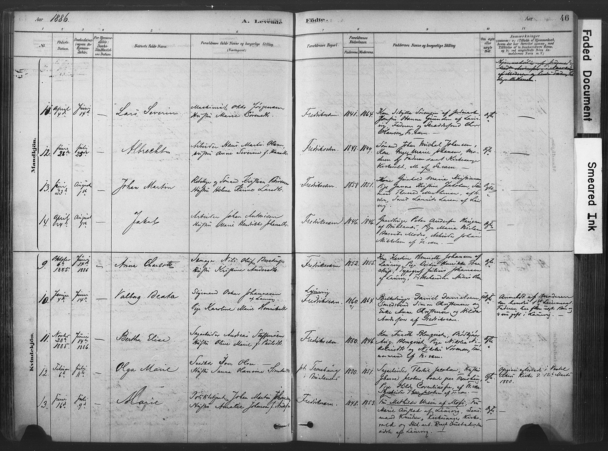 Stavern kirkebøker, SAKO/A-318/F/Fa/L0008: Parish register (official) no. 8, 1878-1905, p. 46
