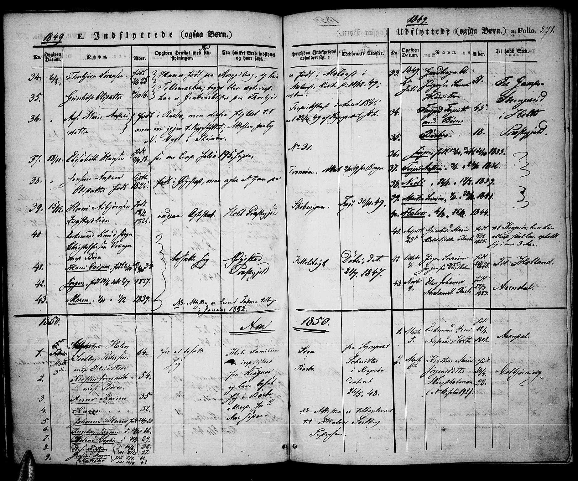 Tromøy sokneprestkontor, SAK/1111-0041/F/Fa/L0005: Parish register (official) no. A 5, 1847-1856, p. 271