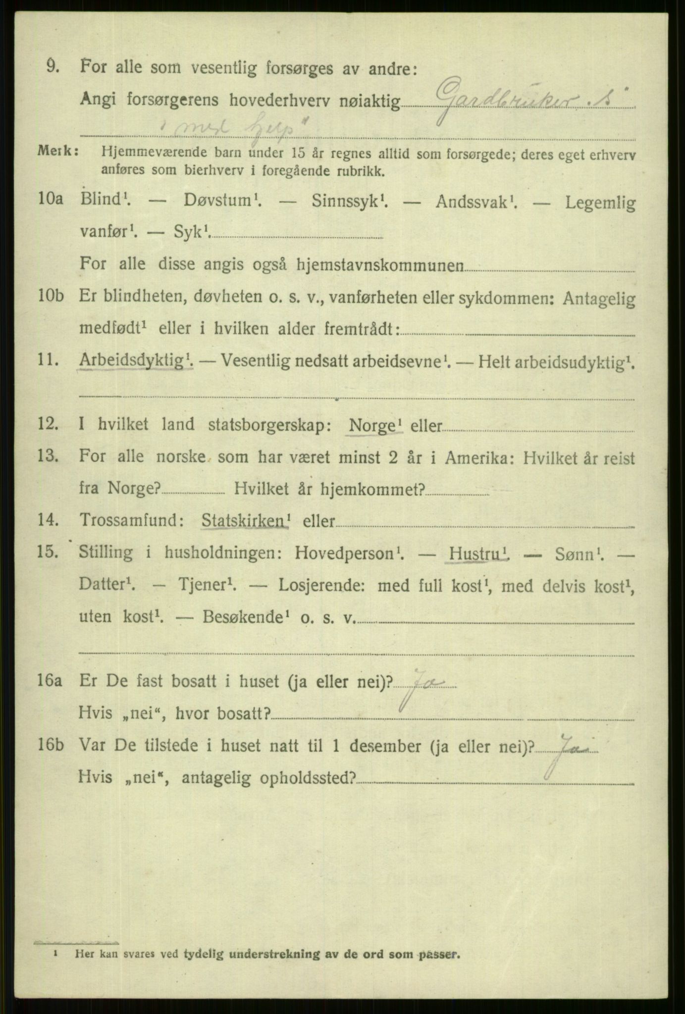 SAB, 1920 census for Vossestrand, 1920, p. 2379