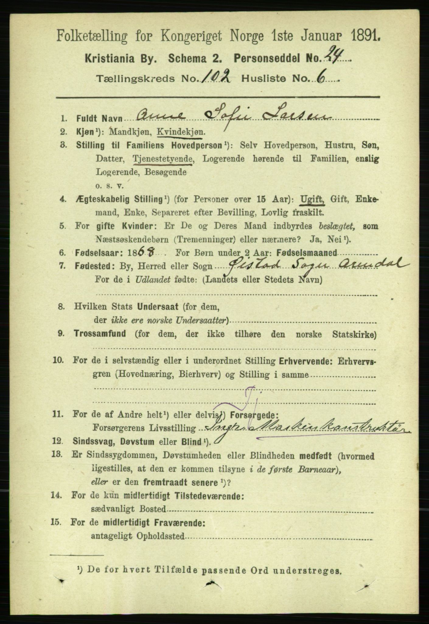 RA, 1891 census for 0301 Kristiania, 1891, p. 50758