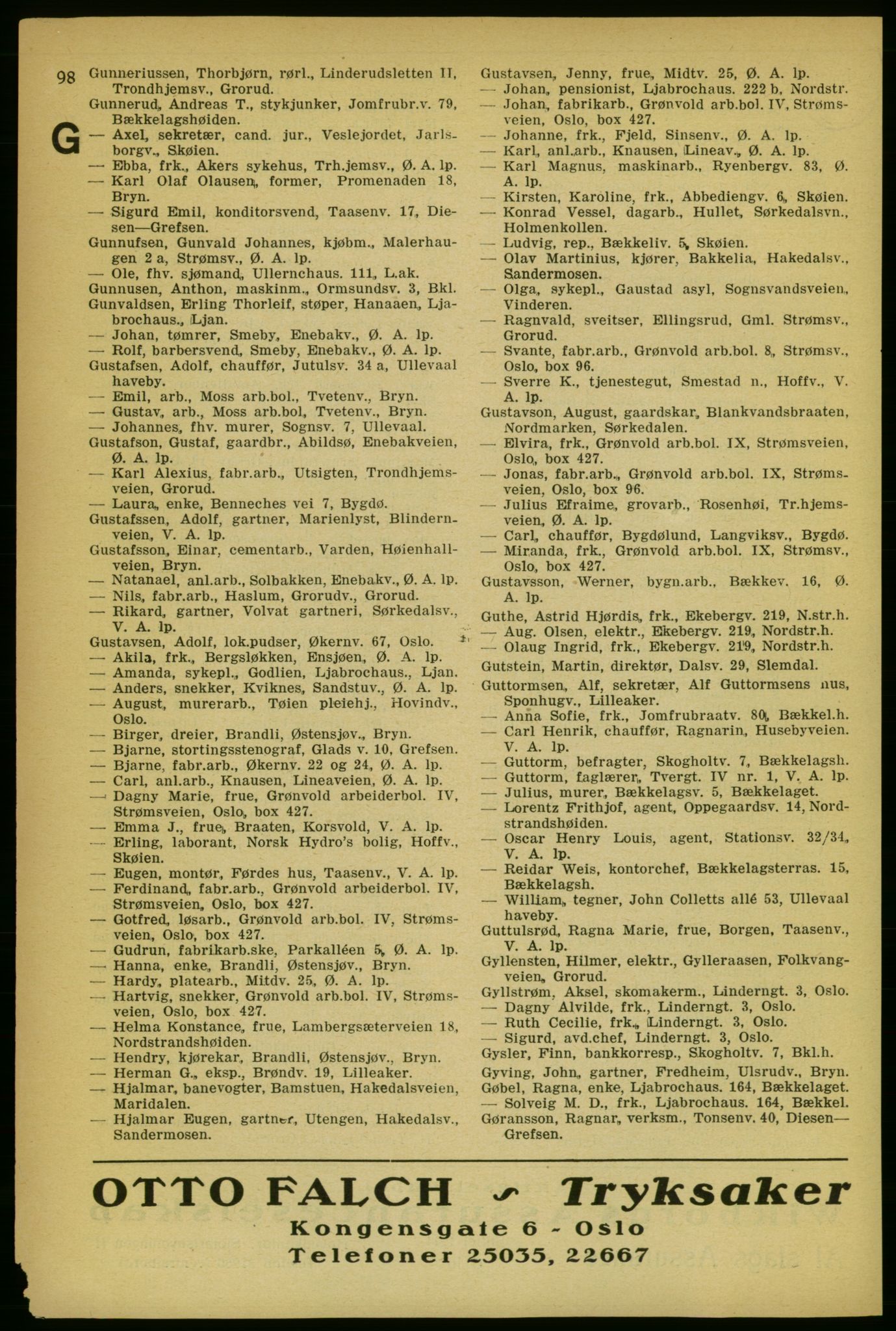 Aker adressebok/adressekalender, PUBL/001/A/004: Aker adressebok, 1929, p. 98