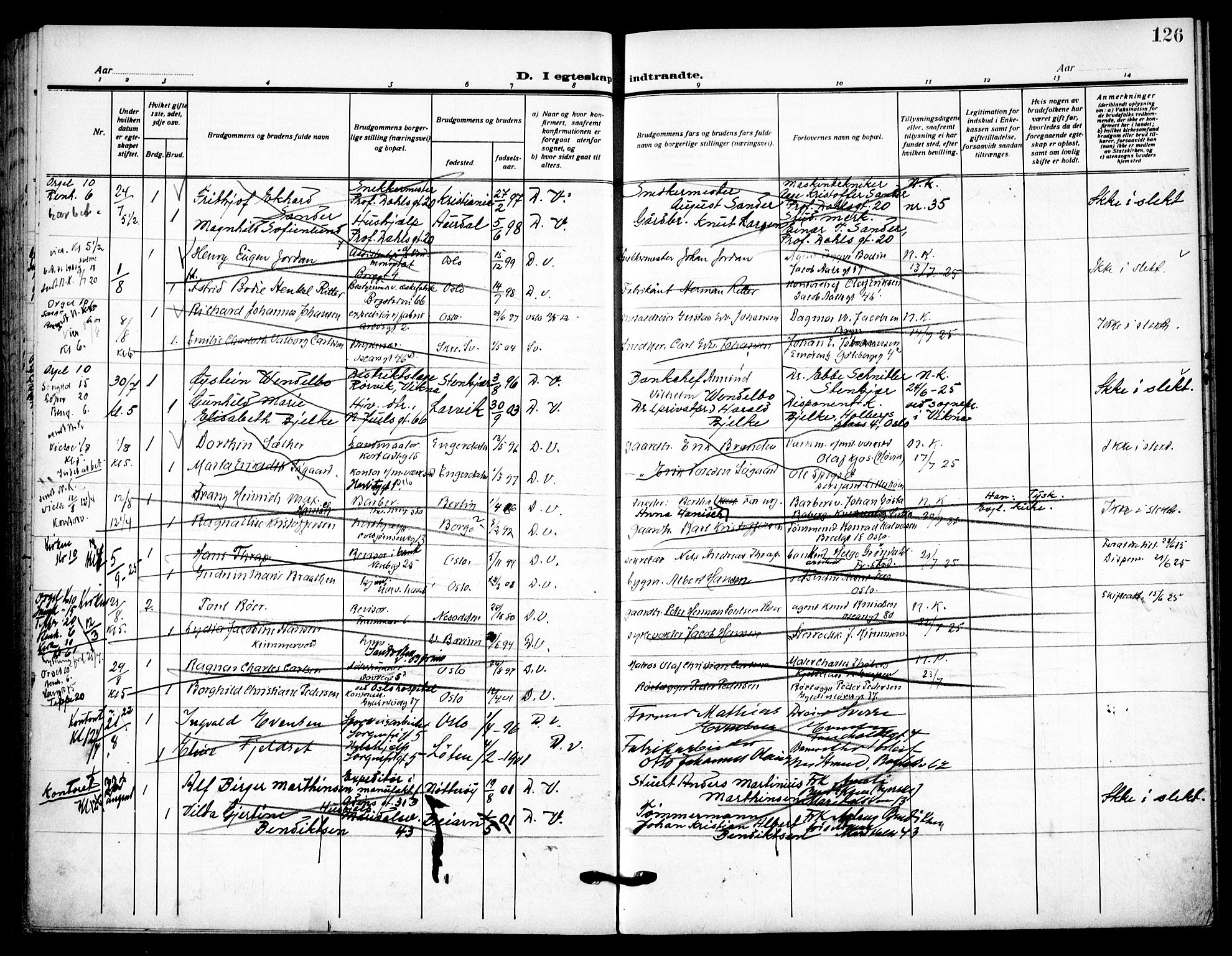 Uranienborg prestekontor Kirkebøker, SAO/A-10877/H/Ha/L0005: Banns register no. I 5, 1915-1928, p. 126