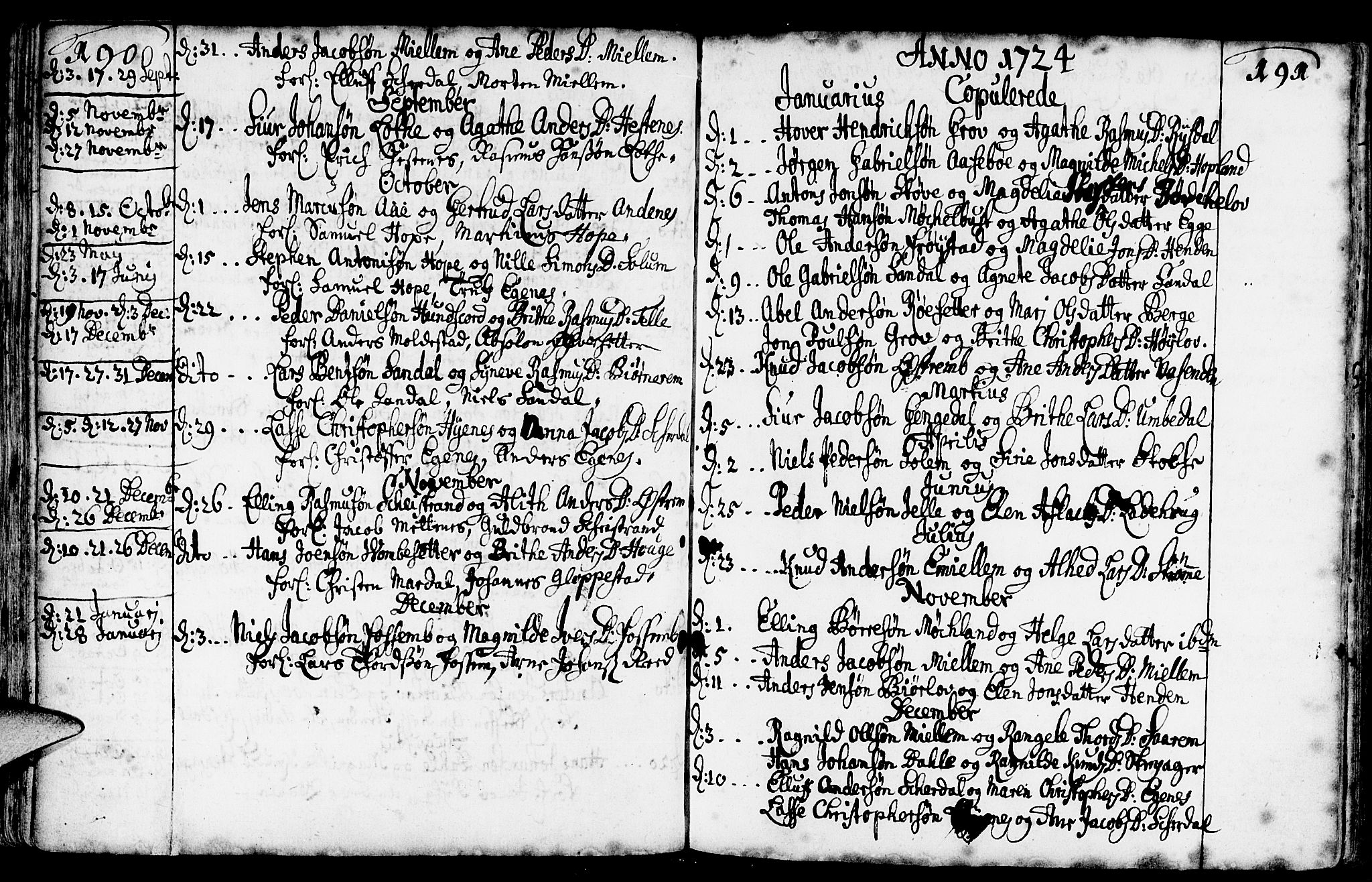 Gloppen sokneprestembete, AV/SAB-A-80101/H/Haa/Haaa/L0002: Parish register (official) no. A 2, 1712-1735, p. 190-191