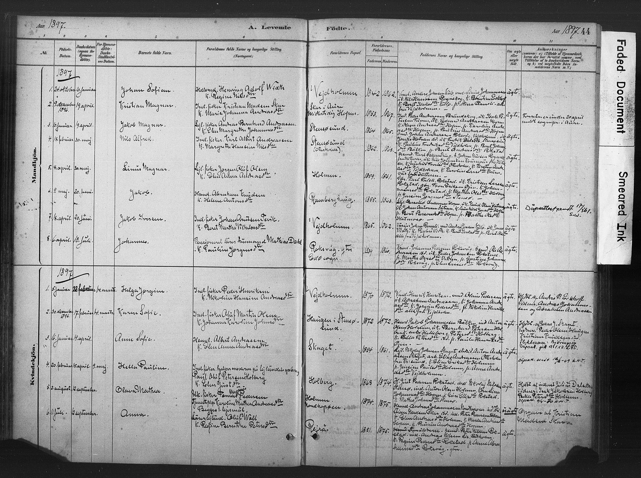 Ministerialprotokoller, klokkerbøker og fødselsregistre - Møre og Romsdal, AV/SAT-A-1454/583/L0954: Parish register (official) no. 583A01, 1880-1906, p. 44