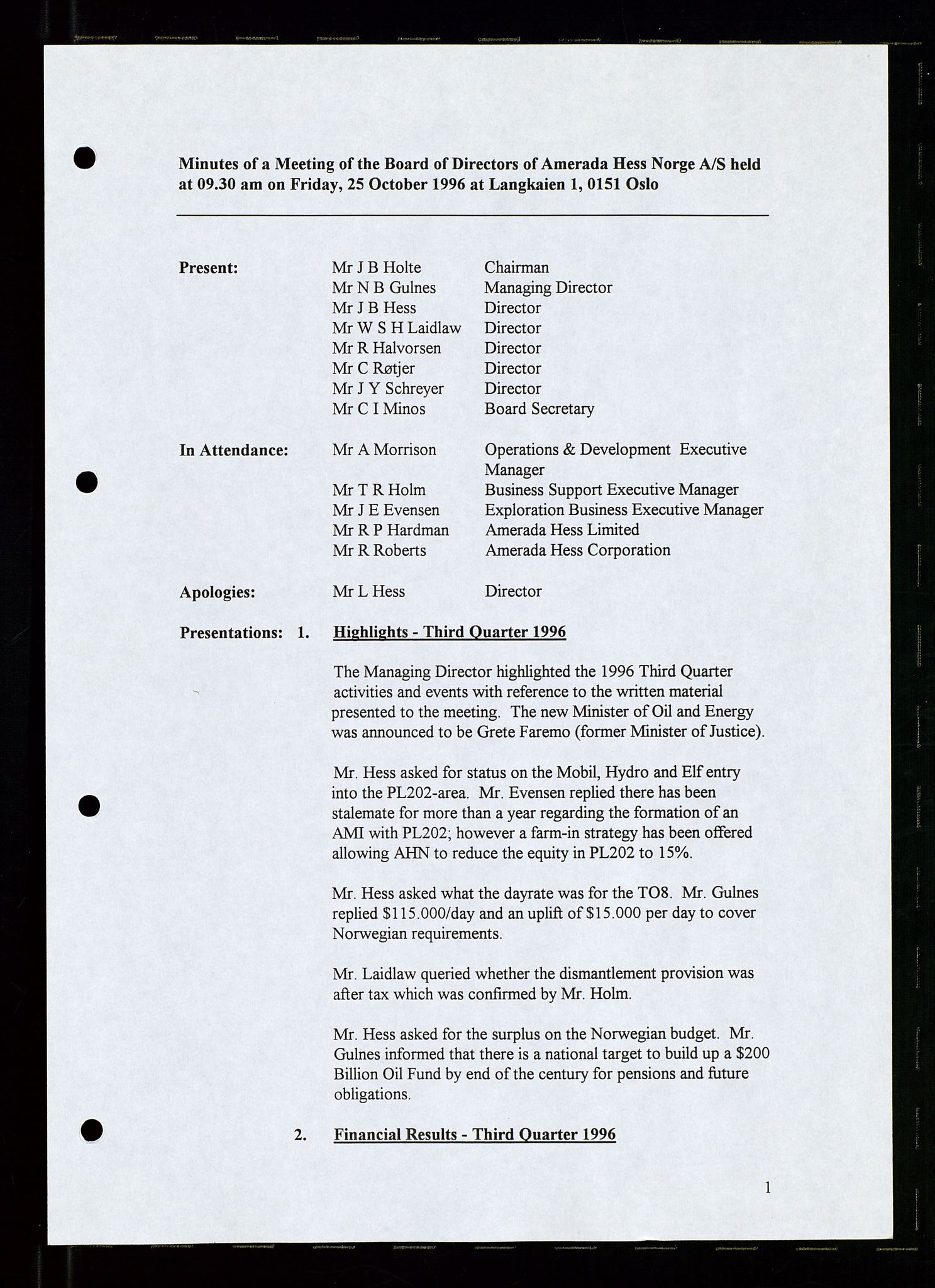 Pa 1766 - Hess Norge AS, AV/SAST-A-102451/A/Aa/L0001: Referater og sakspapirer, 1995-1997, p. 322