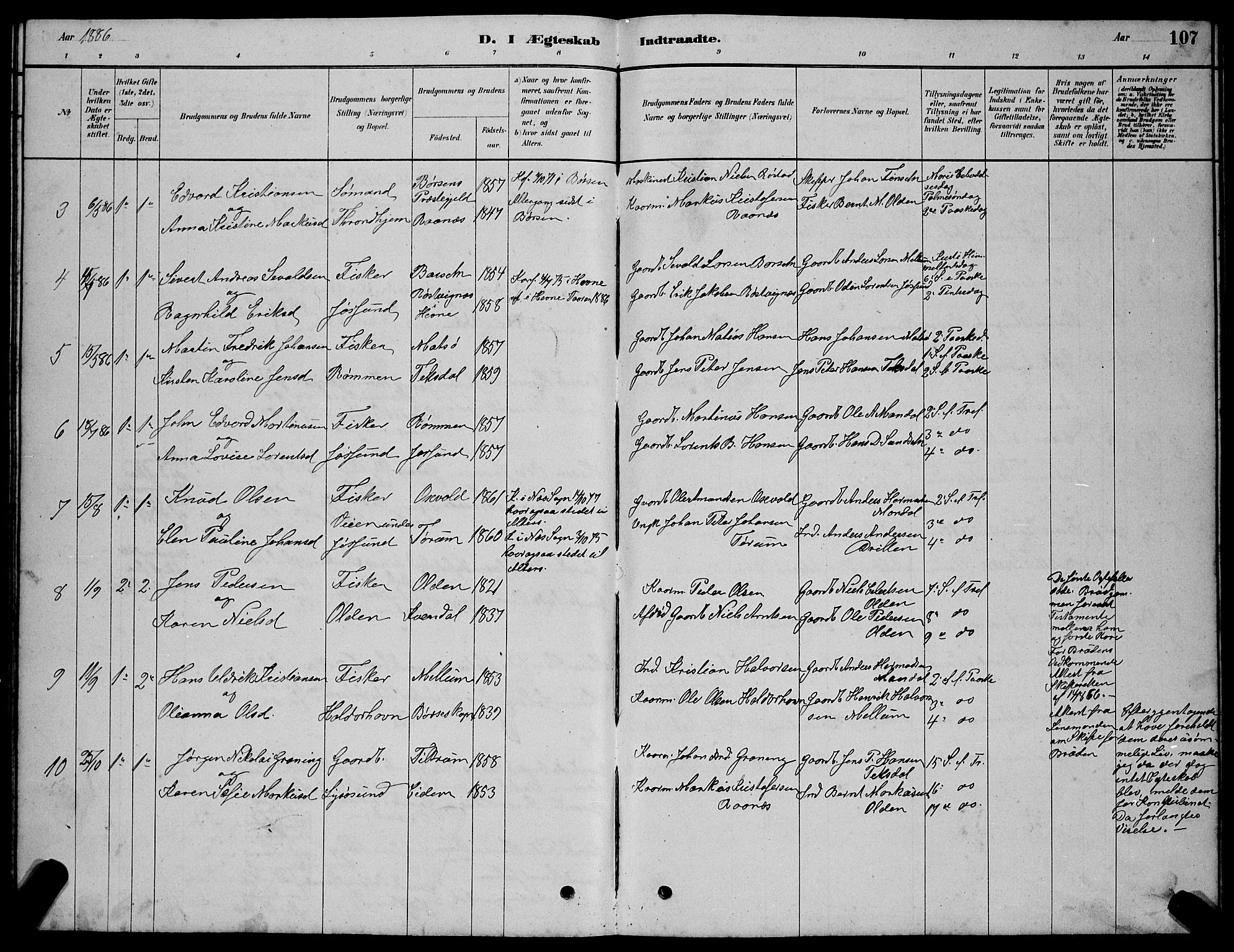 Ministerialprotokoller, klokkerbøker og fødselsregistre - Sør-Trøndelag, SAT/A-1456/654/L0665: Parish register (copy) no. 654C01, 1879-1901, p. 107