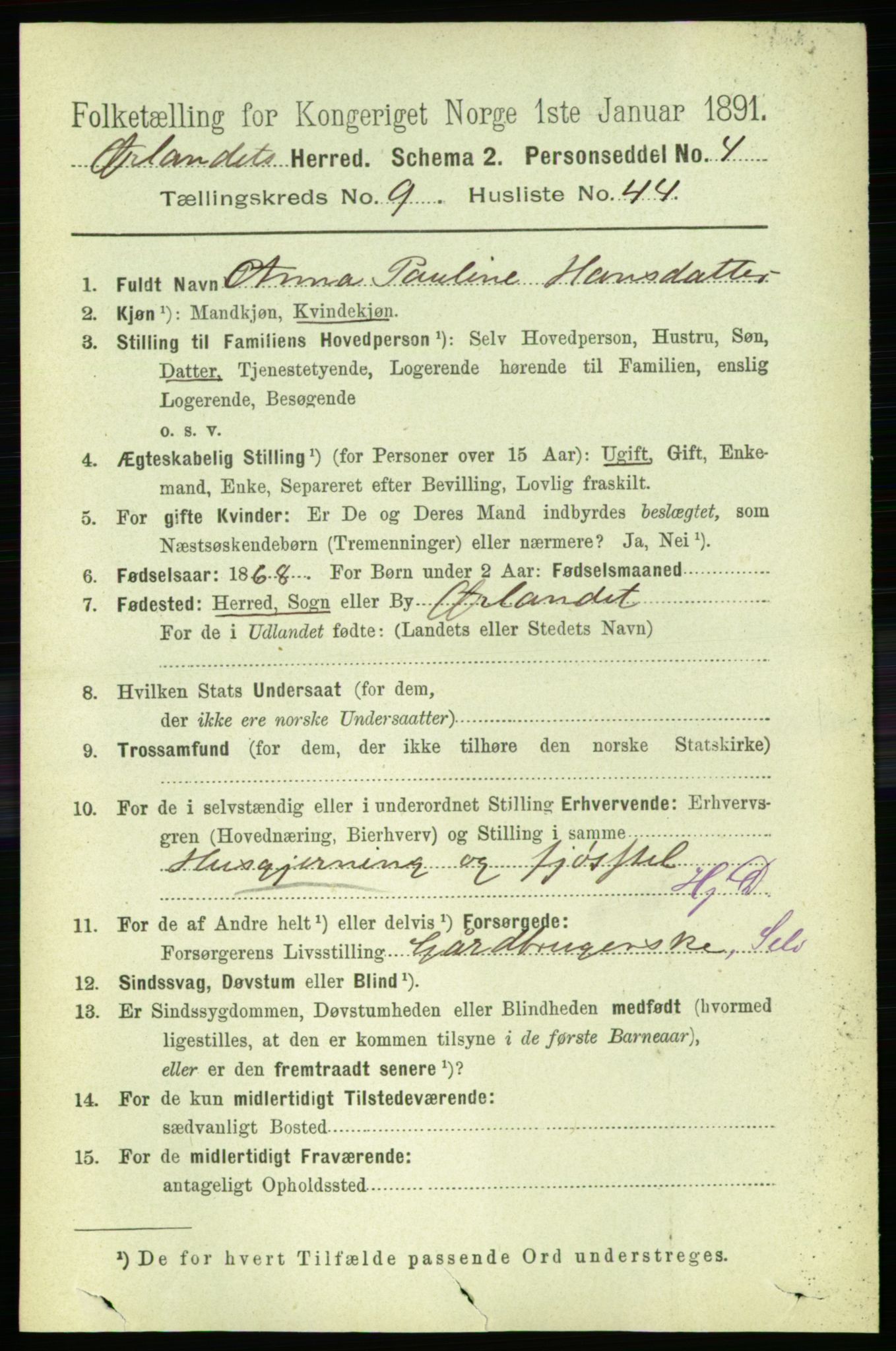 RA, 1891 census for 1621 Ørland, 1891, p. 4090