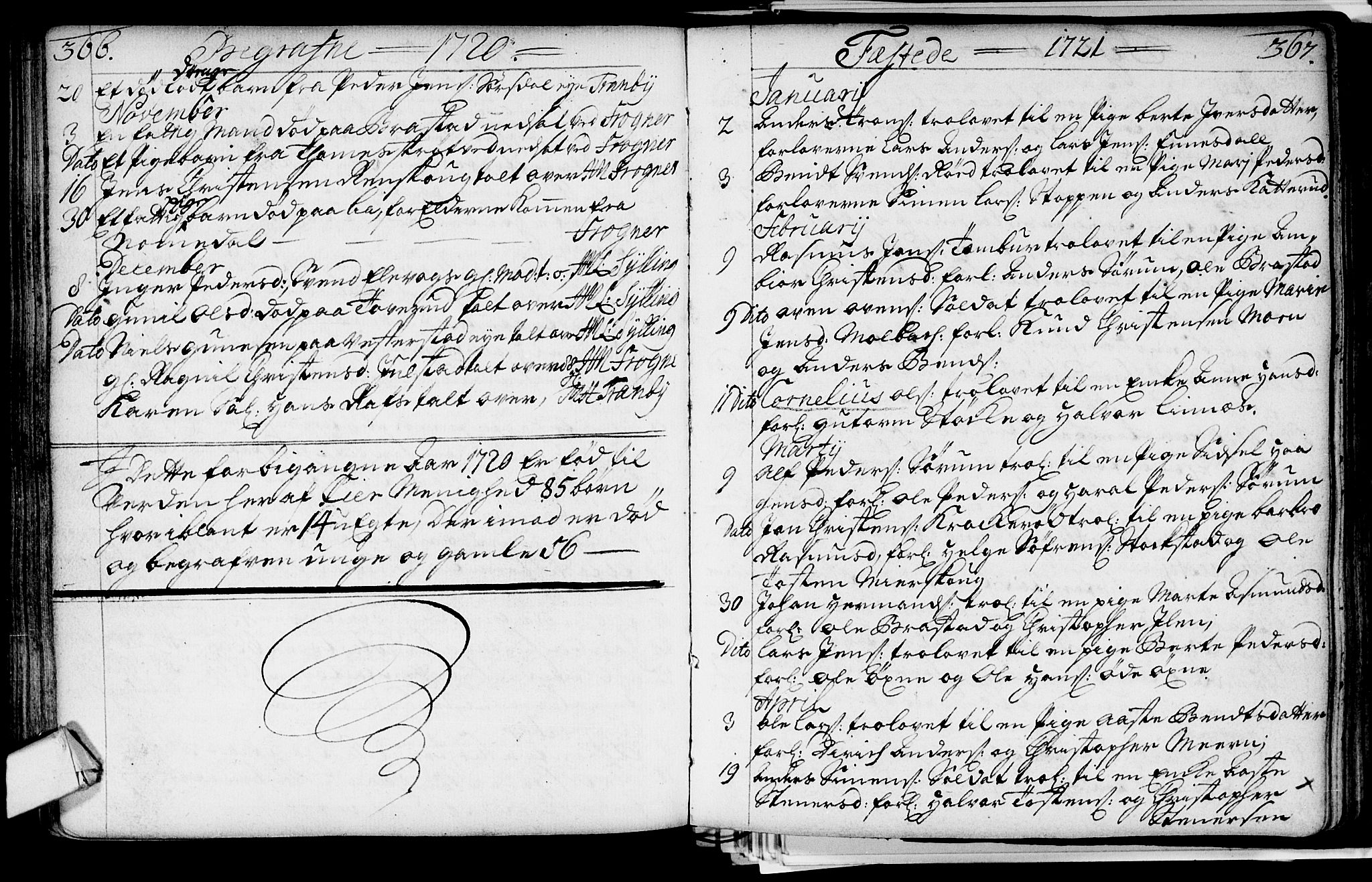 Lier kirkebøker, AV/SAKO-A-230/F/Fa/L0002: Parish register (official) no. I 2, 1701-1726, p. 366-367