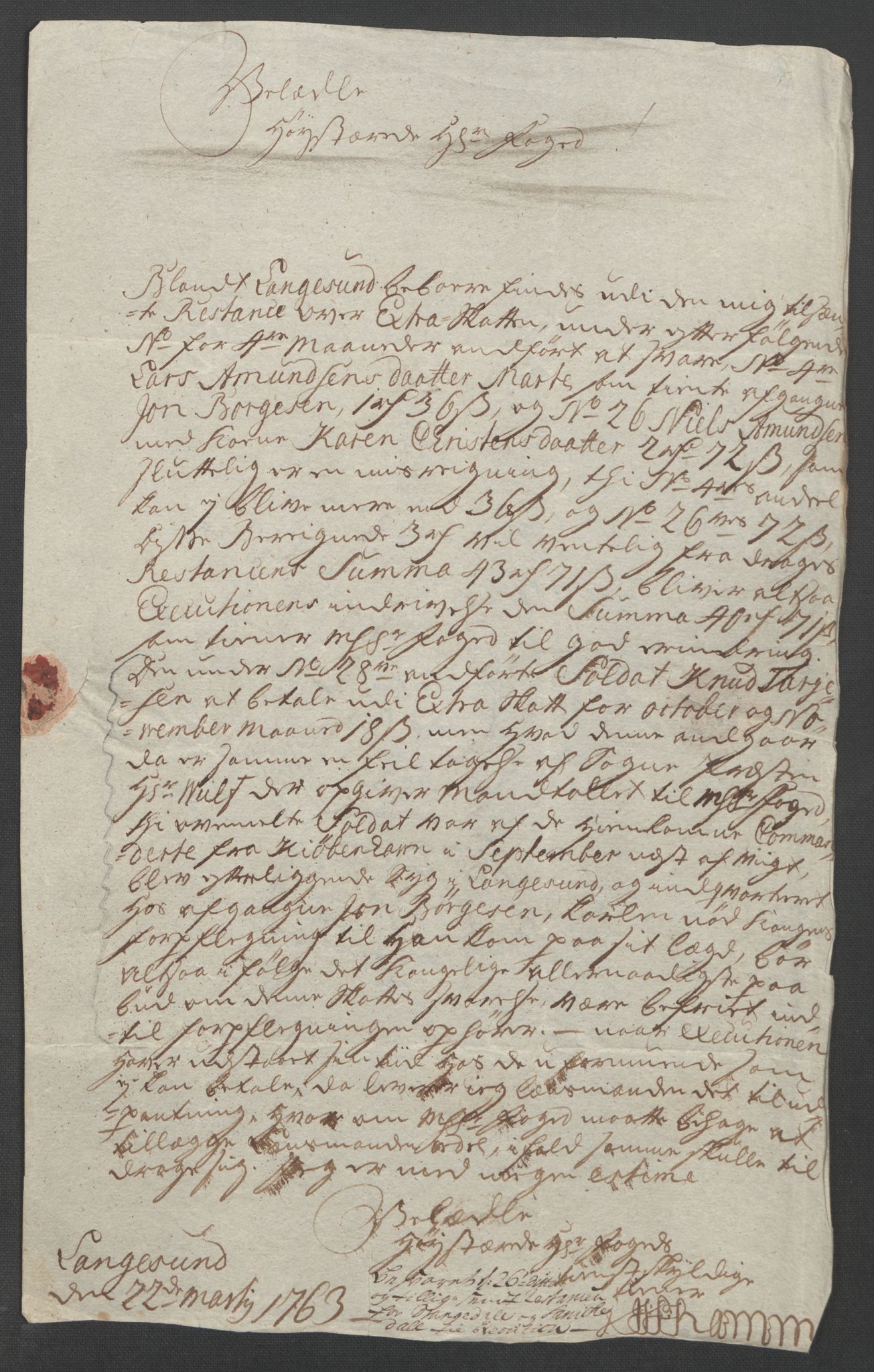 Rentekammeret inntil 1814, Reviderte regnskaper, Fogderegnskap, AV/RA-EA-4092/R37/L2239: Ekstraskatten Nedre Telemark og Bamble, 1762-1763, p. 260