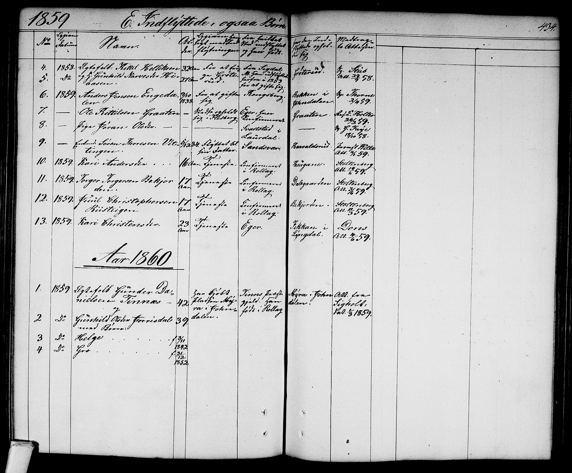 Flesberg kirkebøker, SAKO/A-18/G/Ga/L0002: Parish register (copy) no. I 2, 1834-1860, p. 434