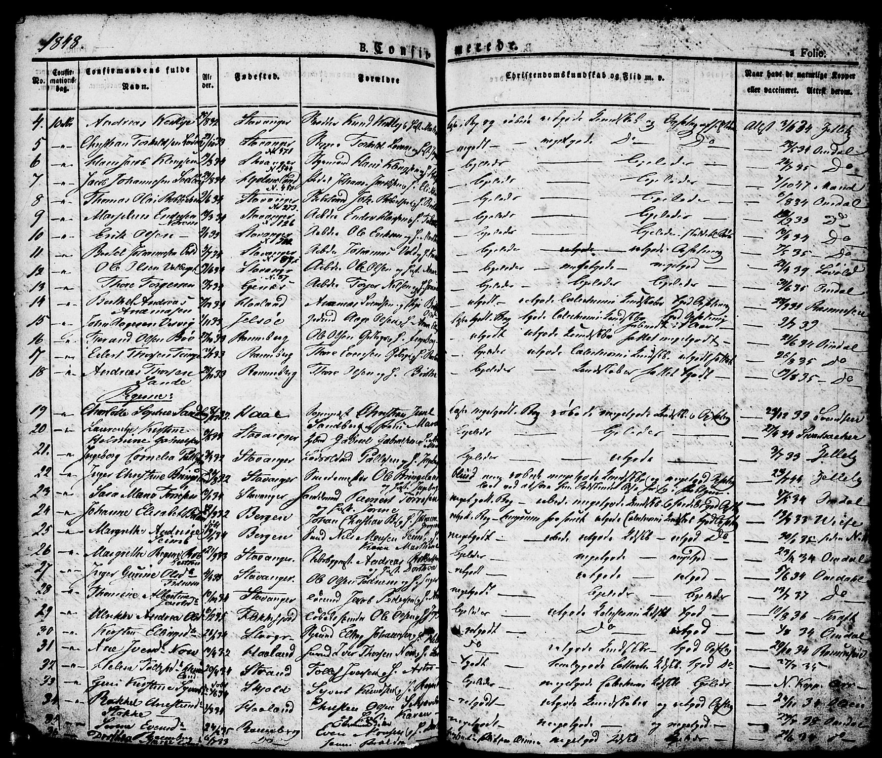 Domkirken sokneprestkontor, AV/SAST-A-101812/001/30/30BA/L0011: Parish register (official) no. A 11, 1832-1856