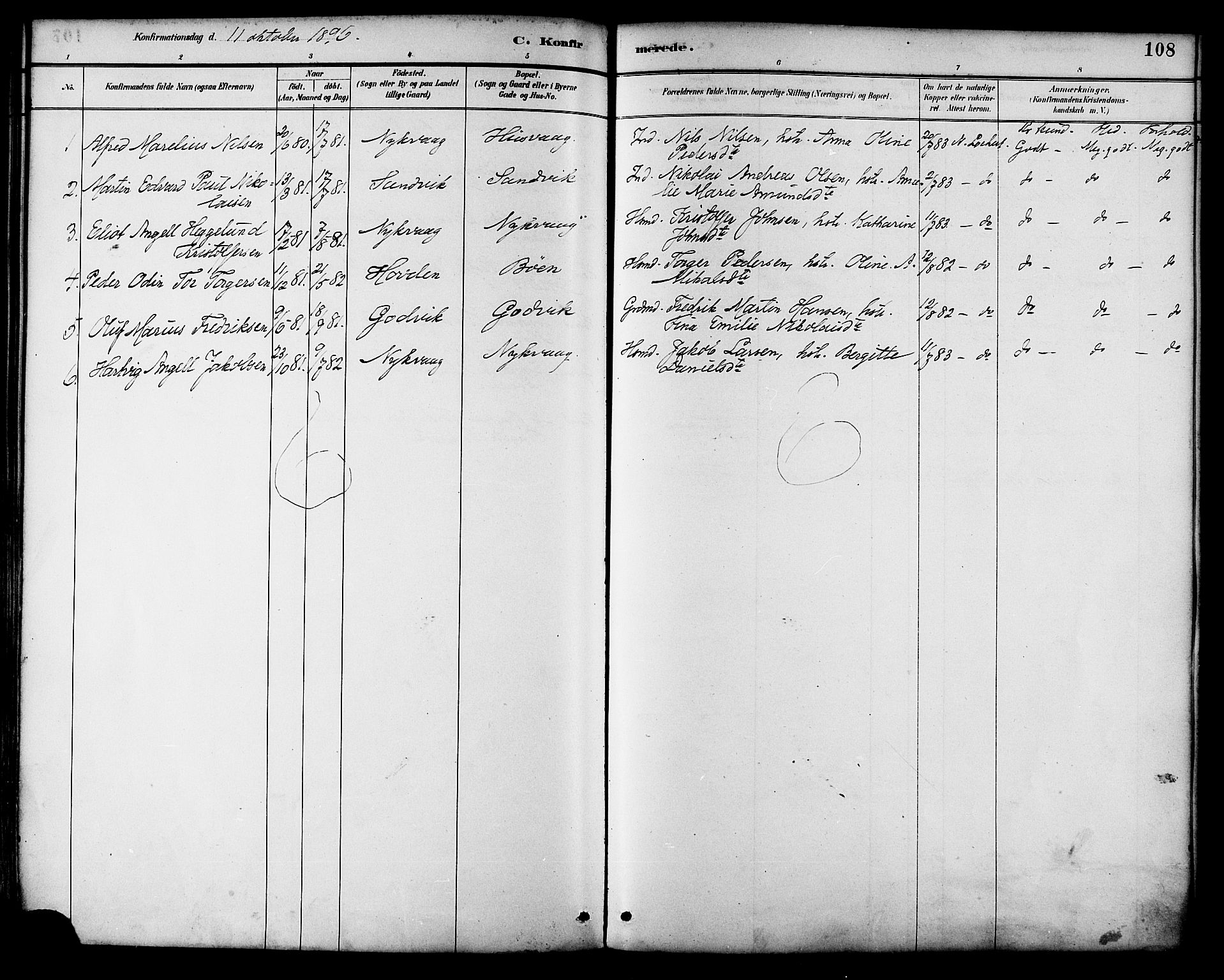 Ministerialprotokoller, klokkerbøker og fødselsregistre - Nordland, AV/SAT-A-1459/892/L1320: Parish register (official) no. 892A01, 1886-1901, p. 108