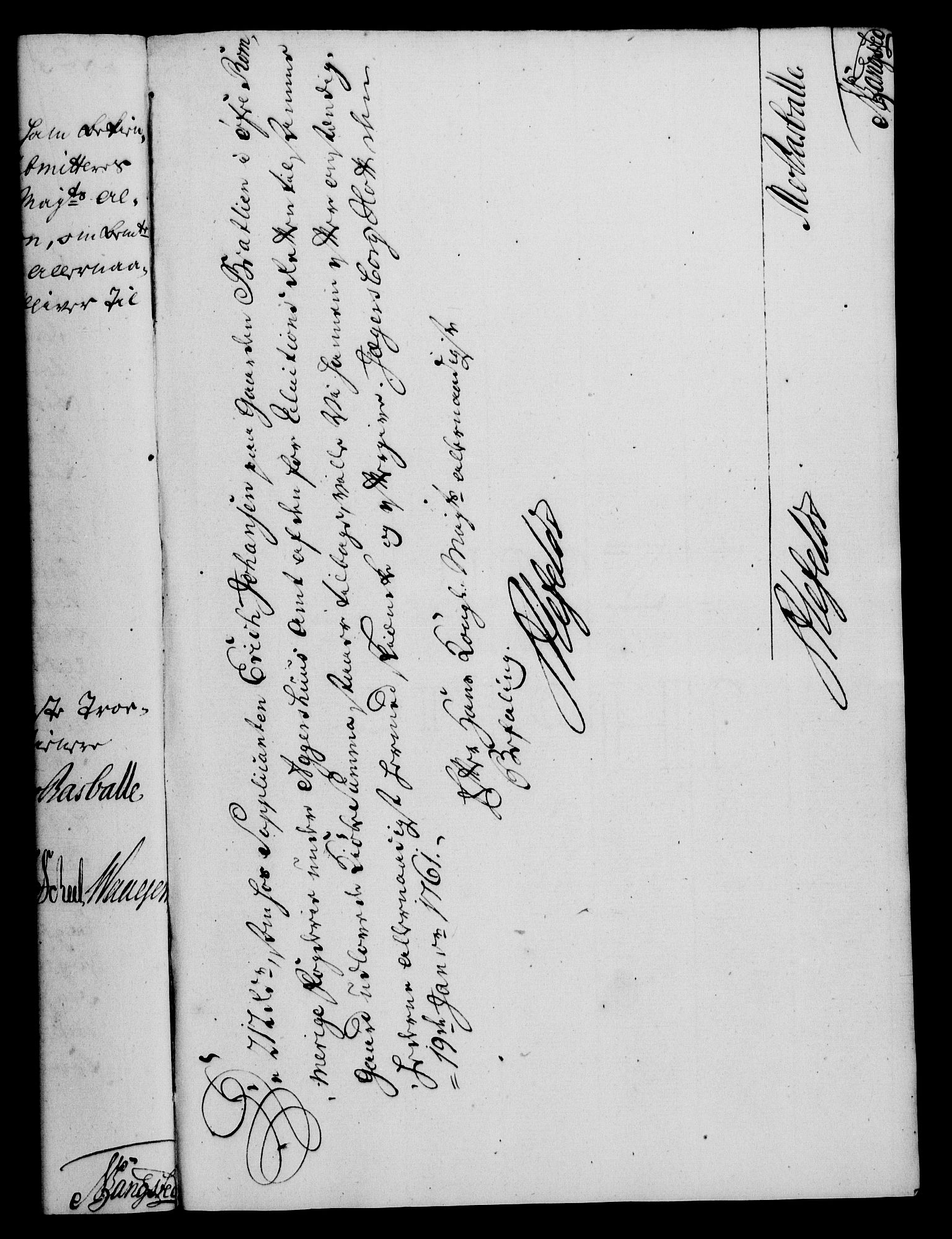 Rentekammeret, Kammerkanselliet, AV/RA-EA-3111/G/Gf/Gfa/L0043: Norsk relasjons- og resolusjonsprotokoll (merket RK 52.43), 1761, p. 44