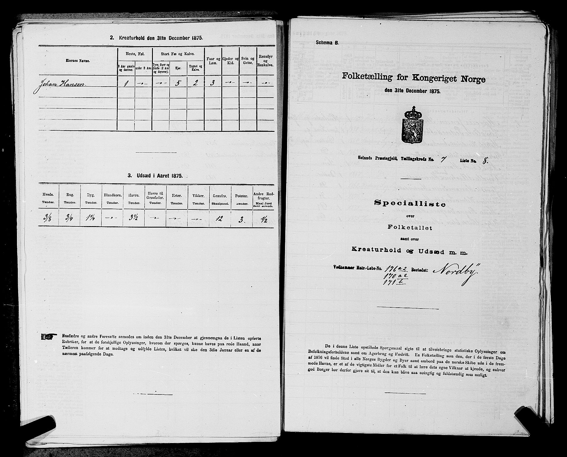 RA, 1875 census for 0221P Høland, 1875, p. 1252