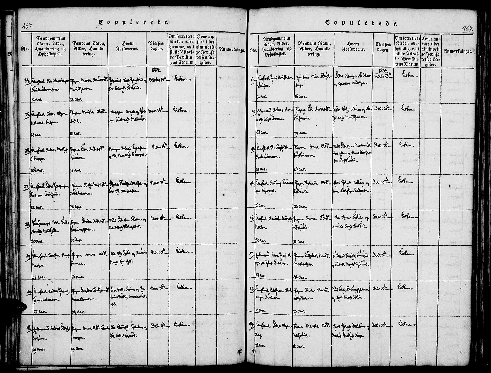 Vinger prestekontor, AV/SAH-PREST-024/H/Ha/Haa/L0006: Parish register (official) no. 6, 1814-1825, p. 467-468