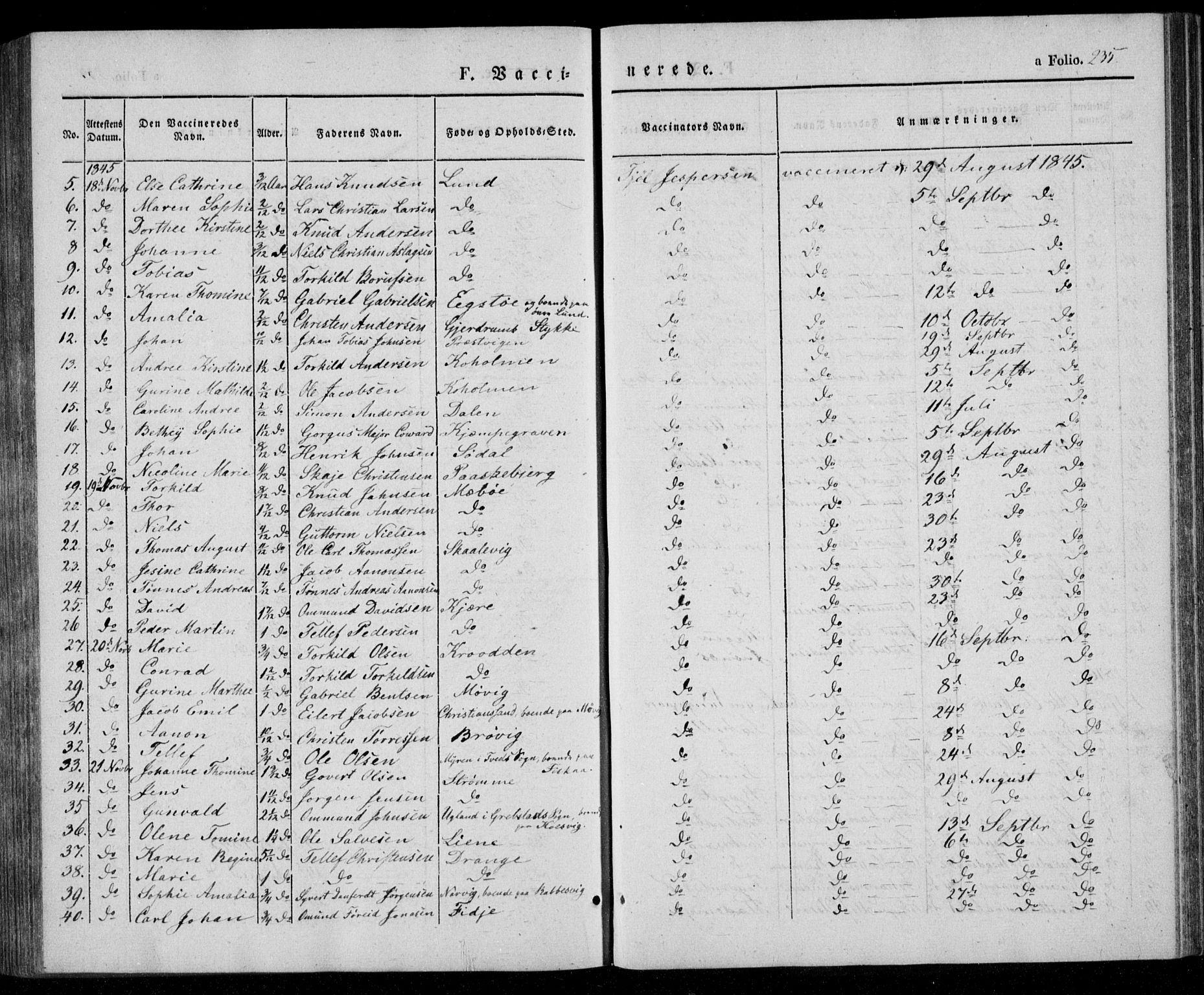 Oddernes sokneprestkontor, SAK/1111-0033/F/Fa/Faa/L0006: Parish register (official) no. A 6, 1838-1851, p. 235