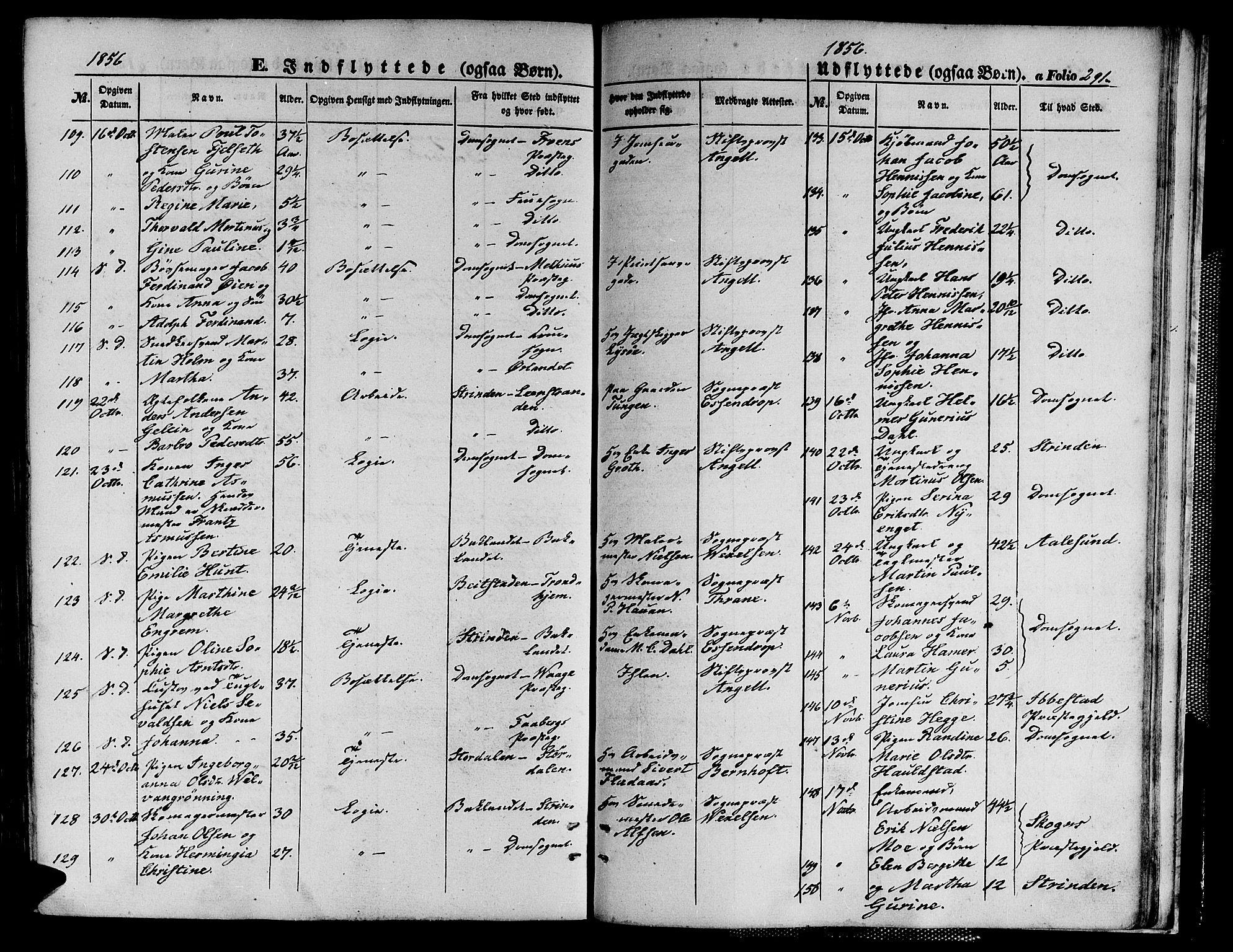 Ministerialprotokoller, klokkerbøker og fødselsregistre - Sør-Trøndelag, SAT/A-1456/602/L0138: Parish register (copy) no. 602C06, 1853-1858, p. 291
