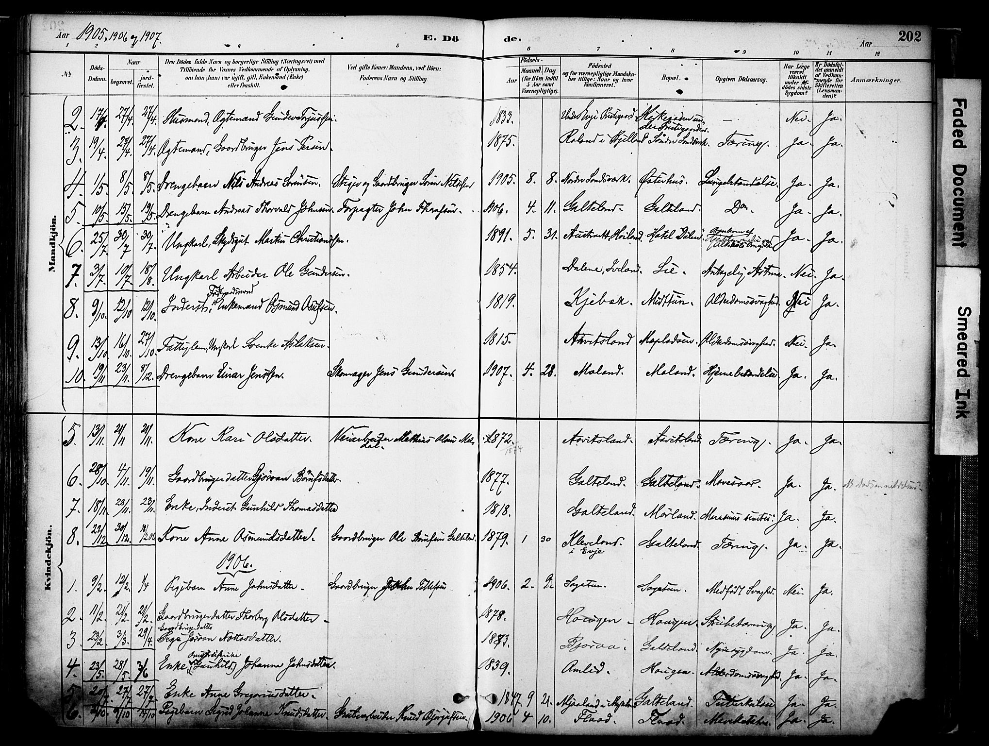 Evje sokneprestkontor, AV/SAK-1111-0008/F/Fa/Faa/L0007: Parish register (official) no. A 7, 1884-1909, p. 202