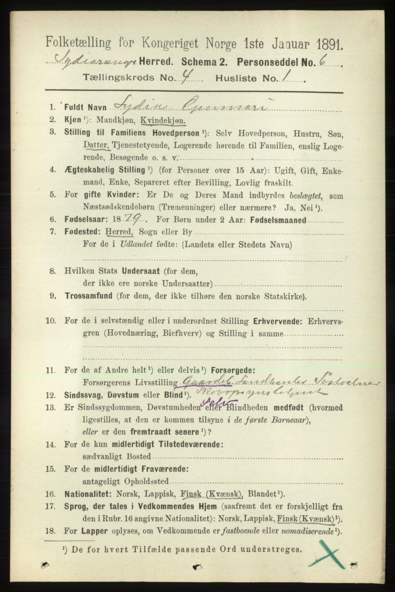 RA, 1891 census for 2030 Sør-Varanger, 1891, p. 1083