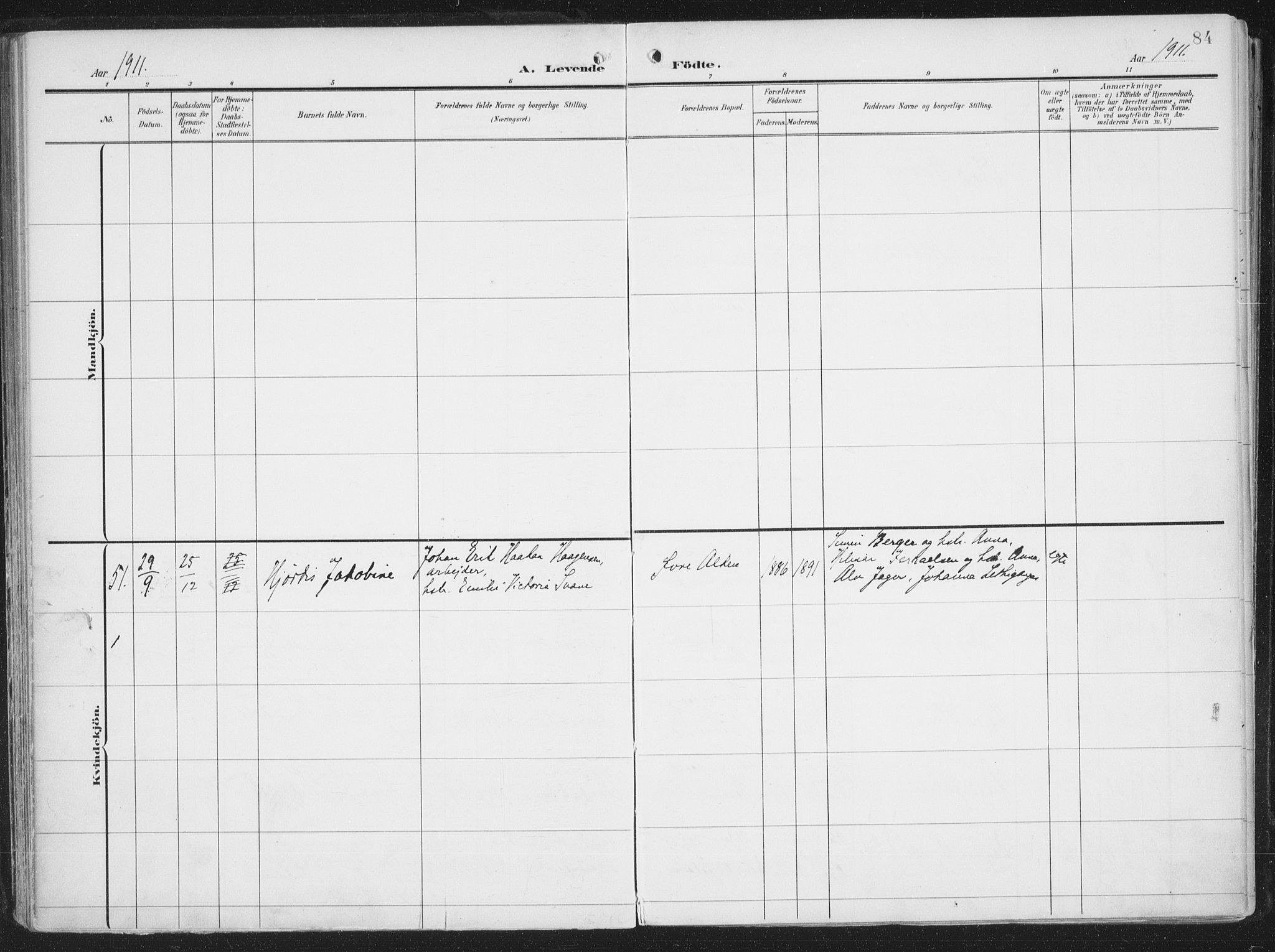 Alta sokneprestkontor, AV/SATØ-S-1338/H/Ha/L0005.kirke: Parish register (official) no. 5, 1904-1918, p. 84