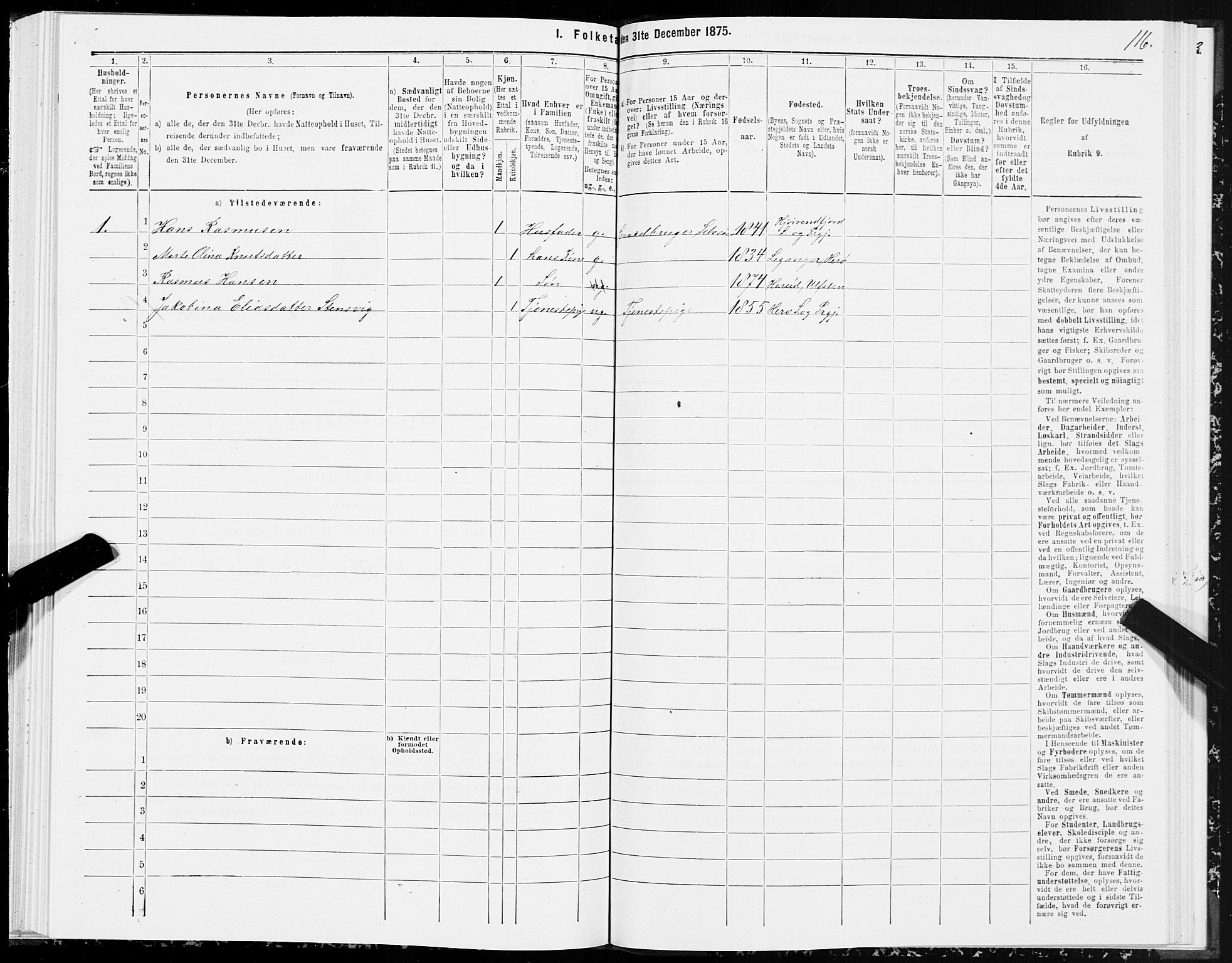 SAT, 1875 census for 1516P Ulstein, 1875, p. 3116