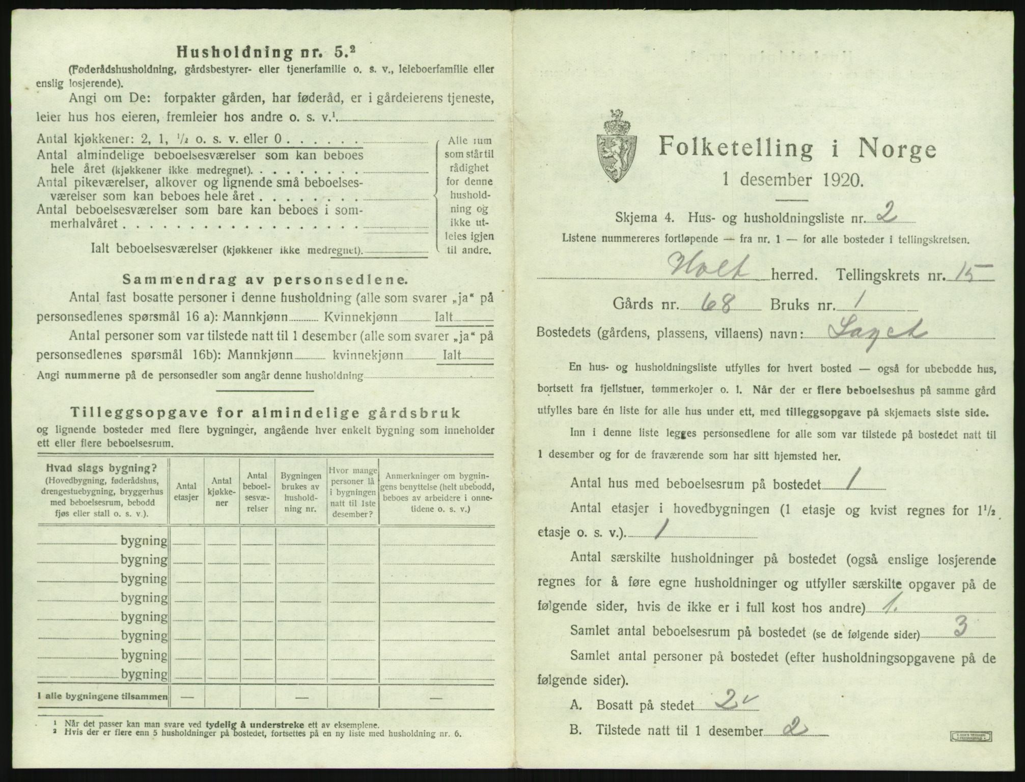 SAK, 1920 census for Holt, 1920, p. 1476