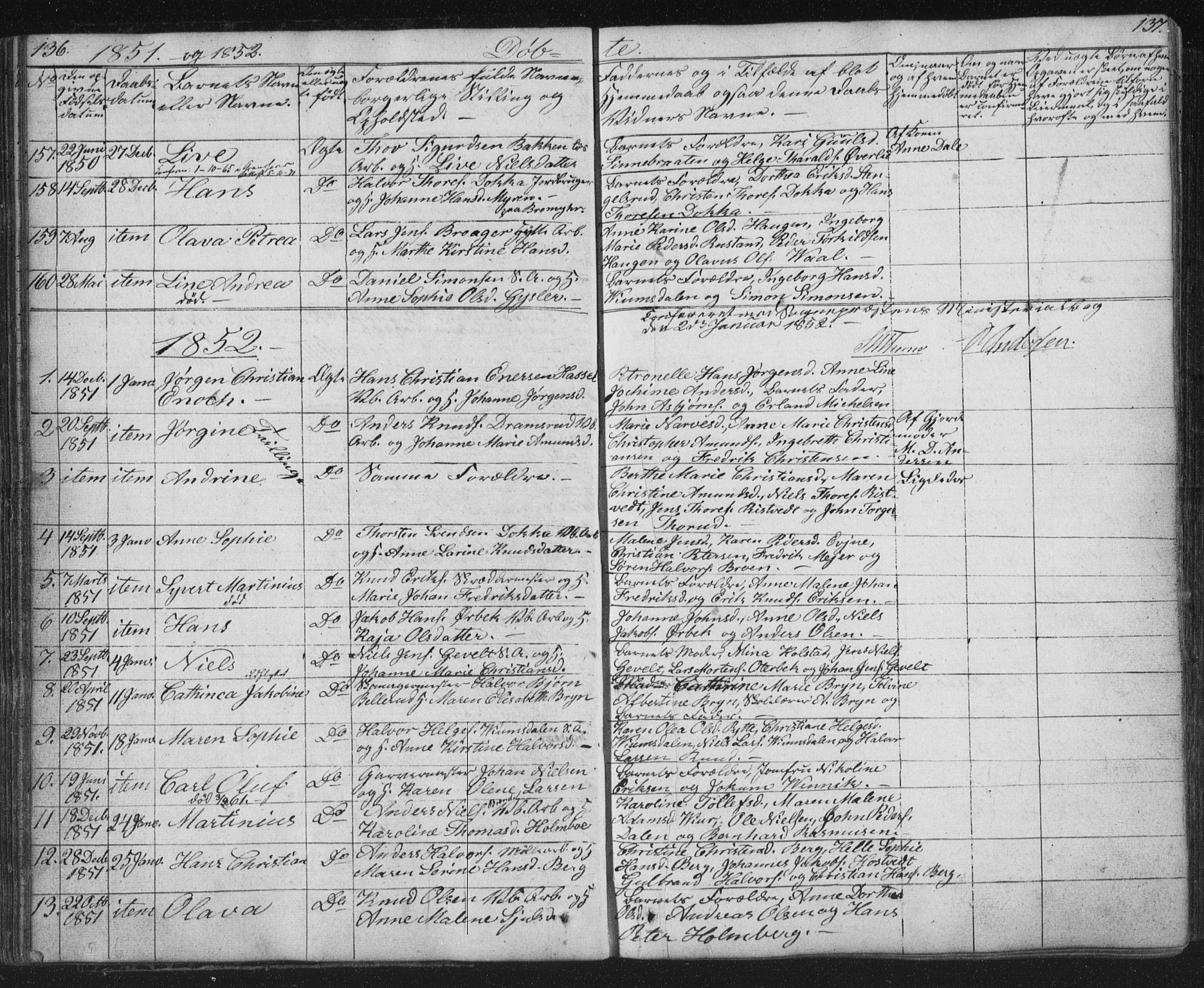 Kongsberg kirkebøker, SAKO/A-22/G/Ga/L0002: Parish register (copy) no. 2, 1839-1858, p. 136-137