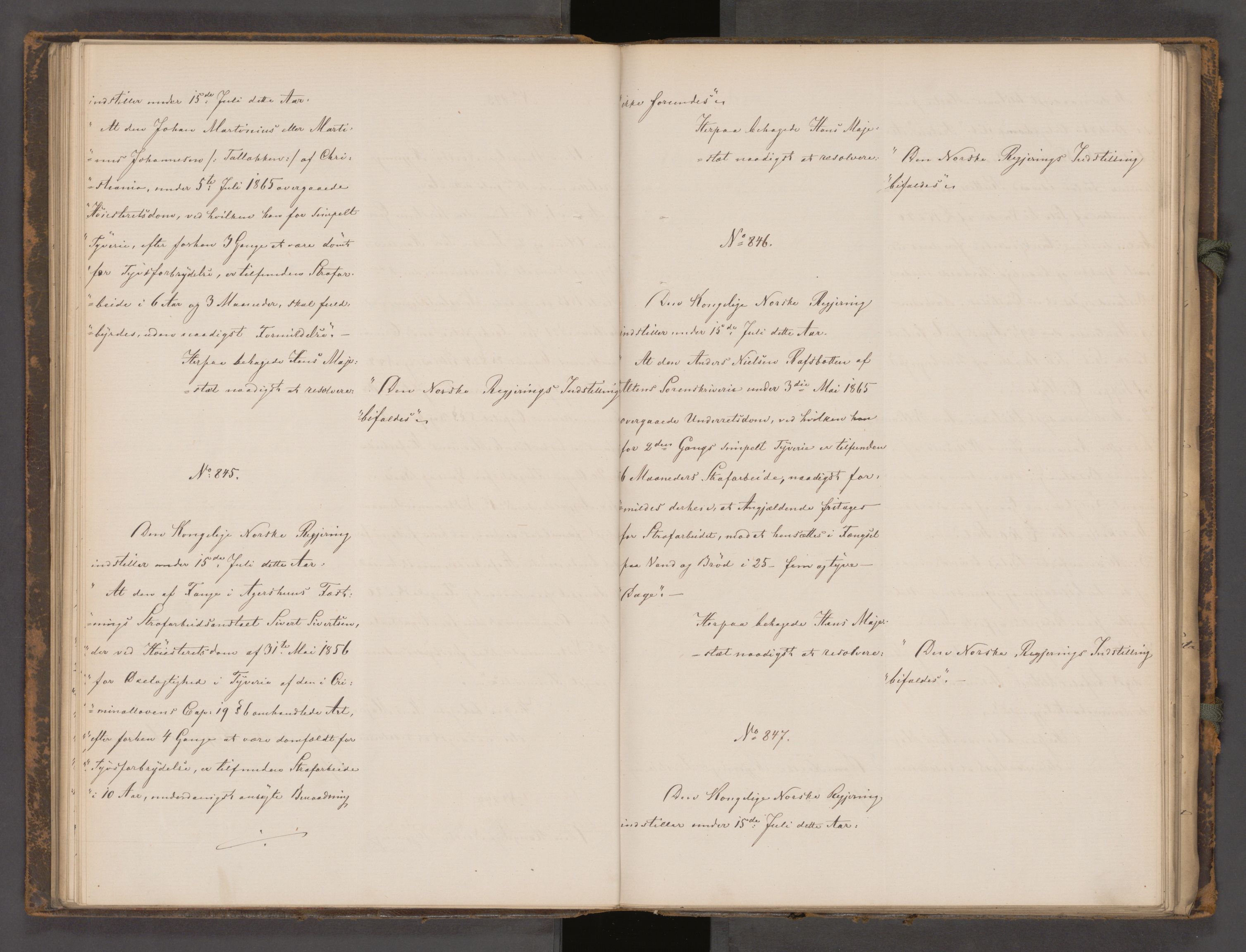 Statsrådssekretariatet, AV/RA-S-1001/A/Ab/L0104: Kgl. res. nr. 724-1001b, 2. halvår, 1865