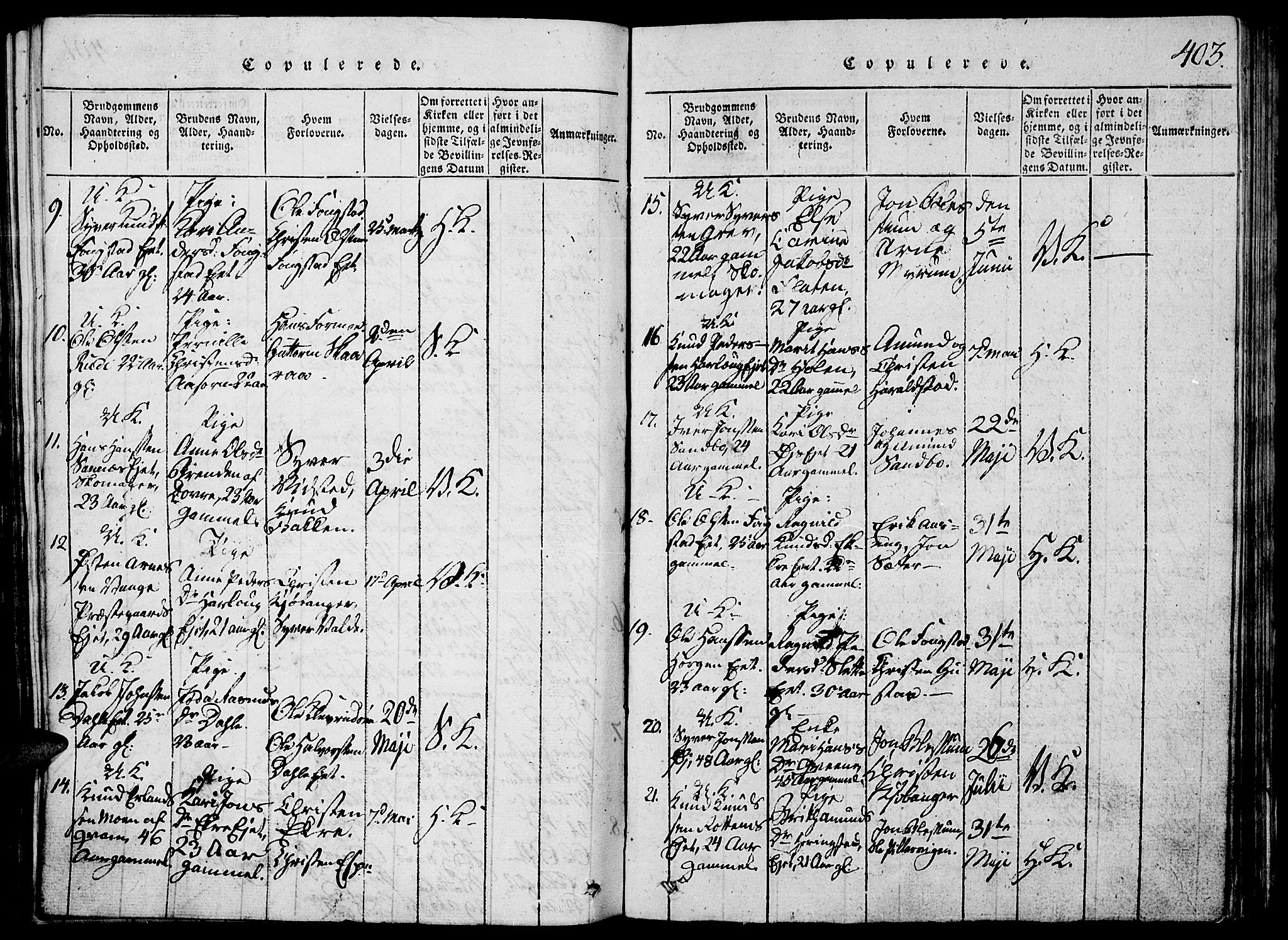 Vågå prestekontor, SAH/PREST-076/H/Ha/Hab/L0001: Parish register (copy) no. 1, 1815-1827, p. 402-403