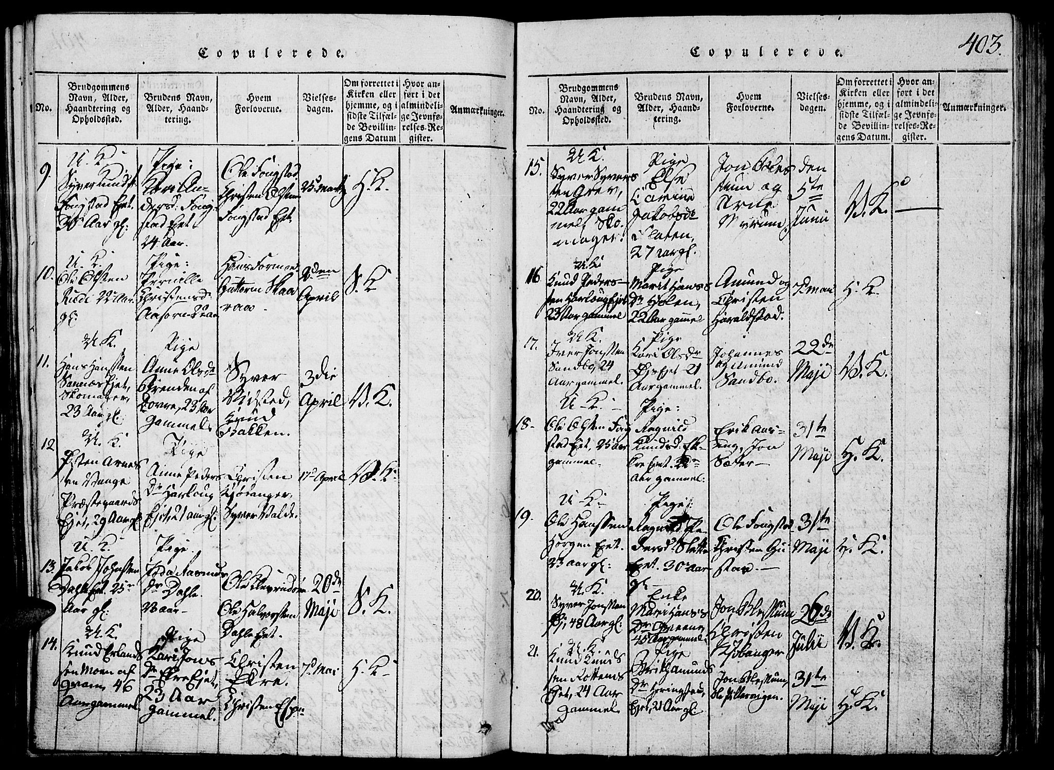 Vågå prestekontor, AV/SAH-PREST-076/H/Ha/Hab/L0001: Parish register (copy) no. 1, 1815-1827, p. 402-403