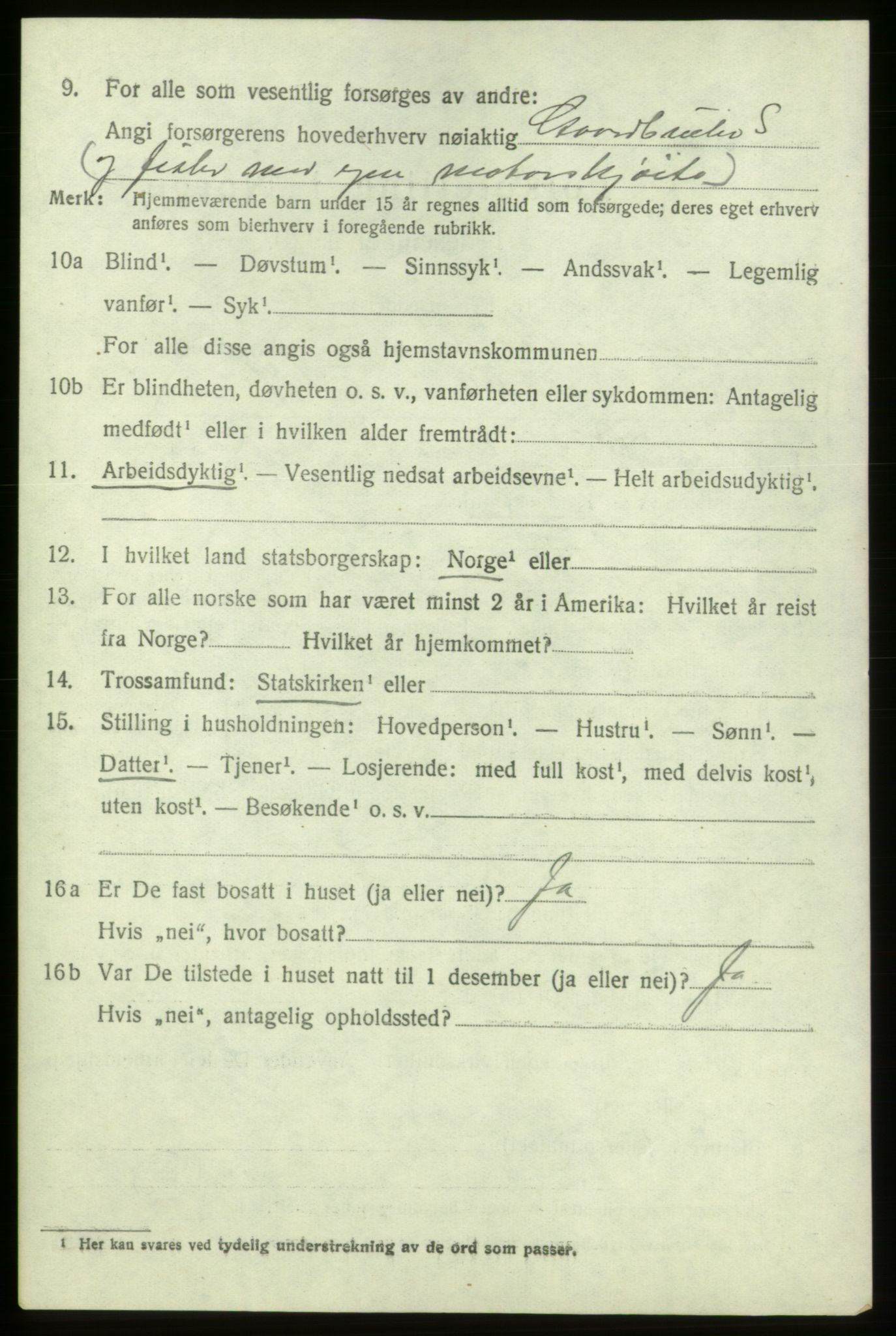 SAB, 1920 census for Bremnes, 1920, p. 4895