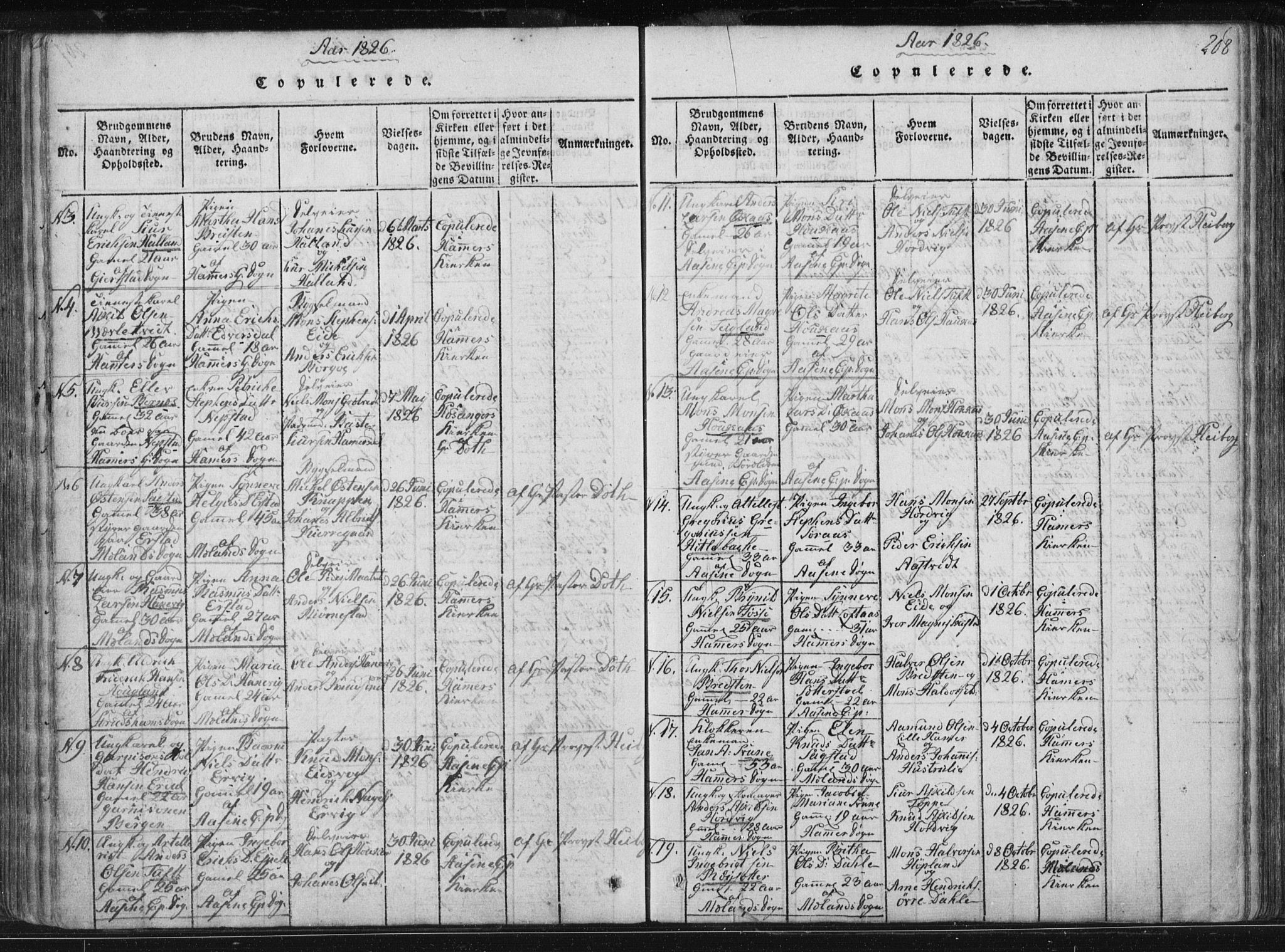 Hamre sokneprestembete, AV/SAB-A-75501/H/Ha/Haa/Haaa/L0010: Parish register (official) no. A 10, 1816-1826, p. 208