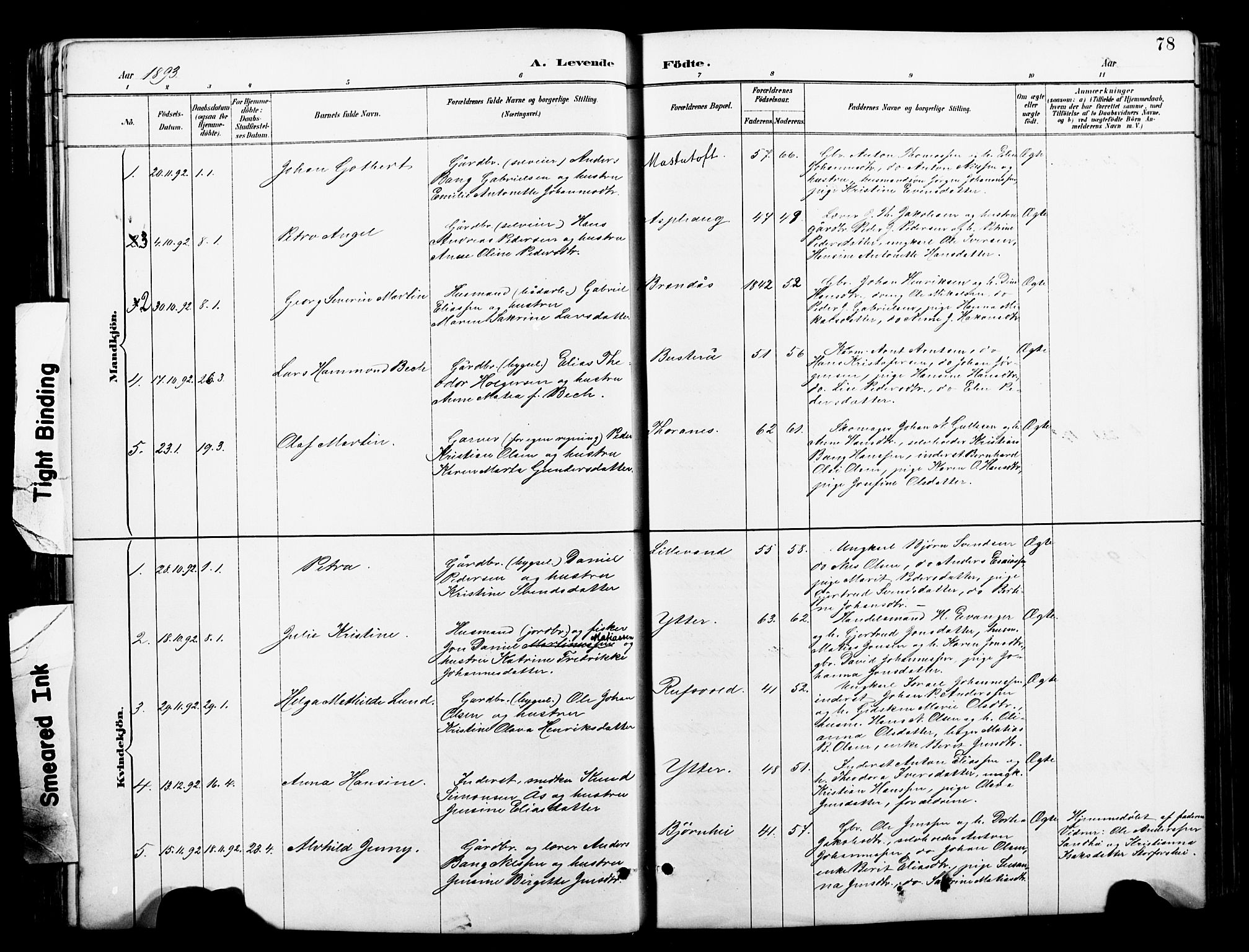 Ministerialprotokoller, klokkerbøker og fødselsregistre - Nordland, SAT/A-1459/827/L0421: Parish register (copy) no. 827C10, 1887-1906, p. 78